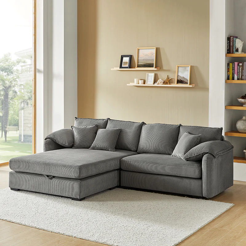 Aladino 2-Piece Upholstered Reversible Sectional Sofa with Storage