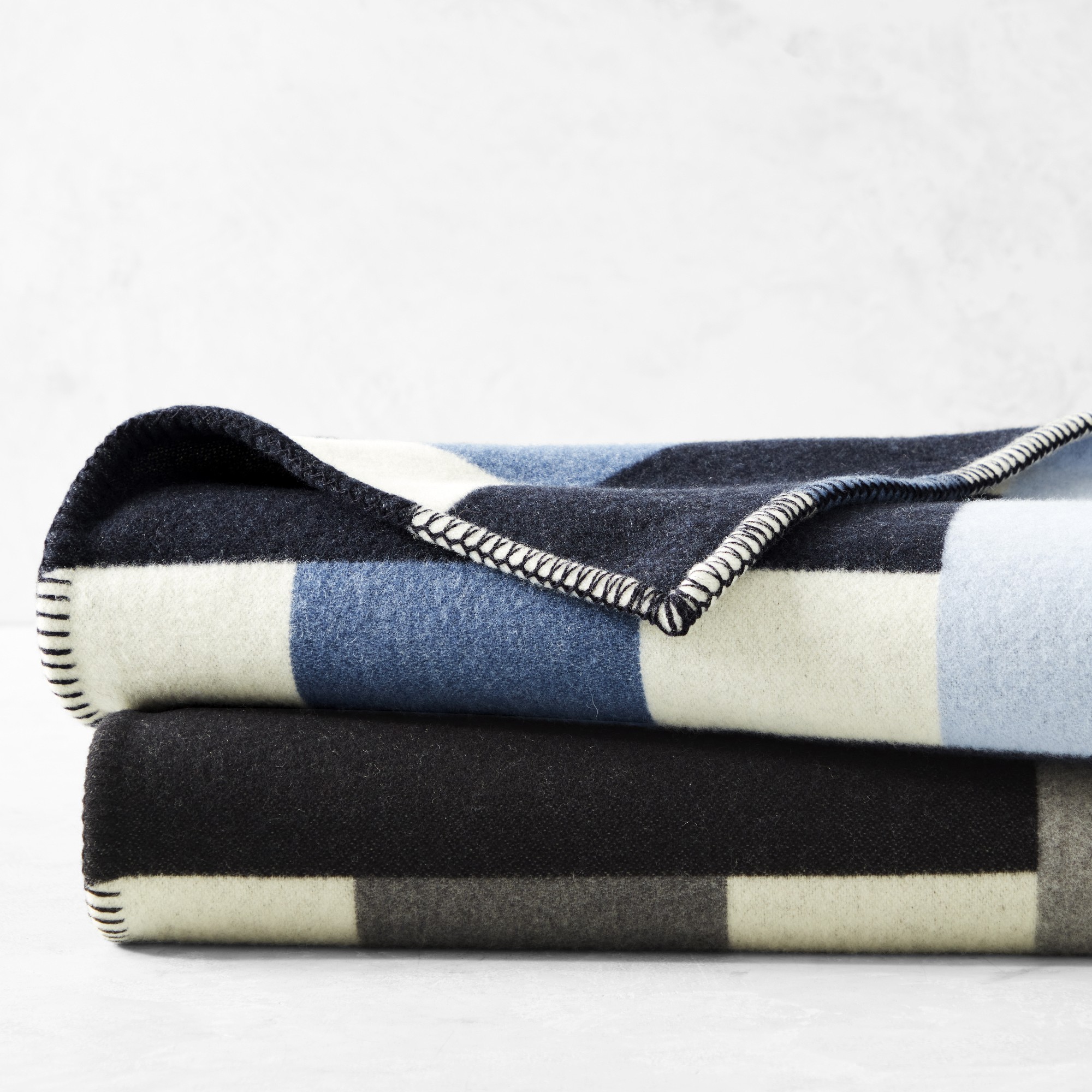 Lesina Merino Wool Throw, Navy