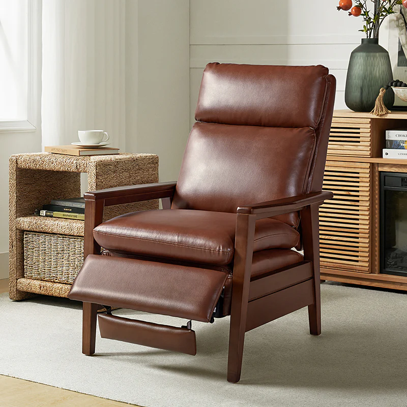 Rainer Timeless Elegance Faux Leather Solid Wood Recliner