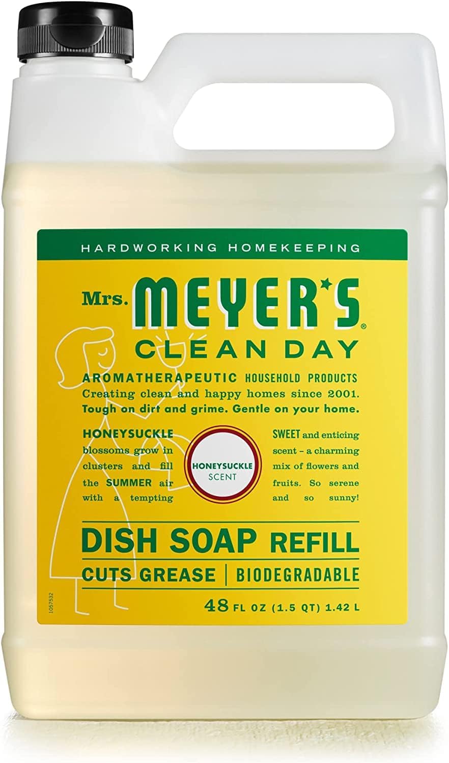 MRS. MEYER'S CLEAN DAY Liquid Dish Soap, Biodegradable Formula, Basil, 16 fl. oz - Pack of 3