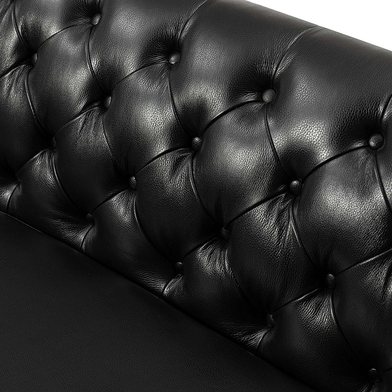 Patricio Tufted Genuine Leather Elegant Design Classic Chesterfield Sofa