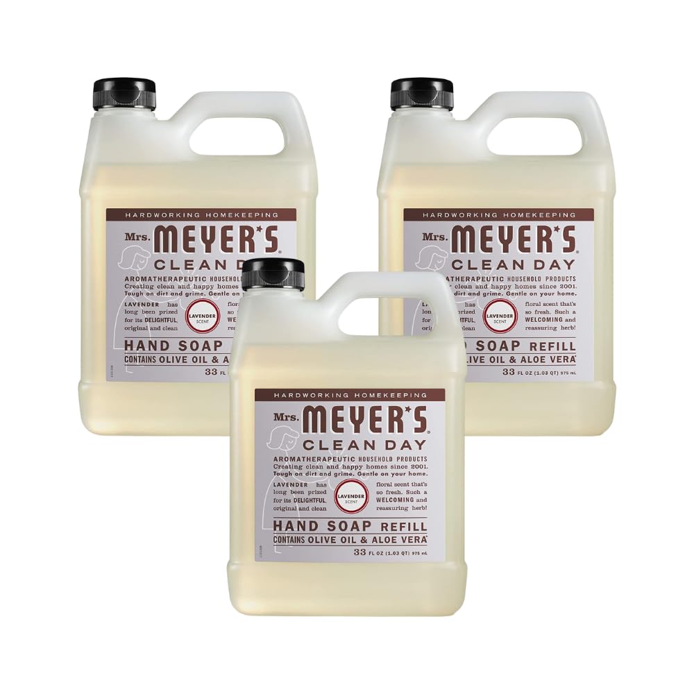 MRS. MEYER'S CLEAN DAY Liquid Hand Soap Refill, Cruelty Free and Biodegradable Formula, Lemon Verbena Scent, 33 oz