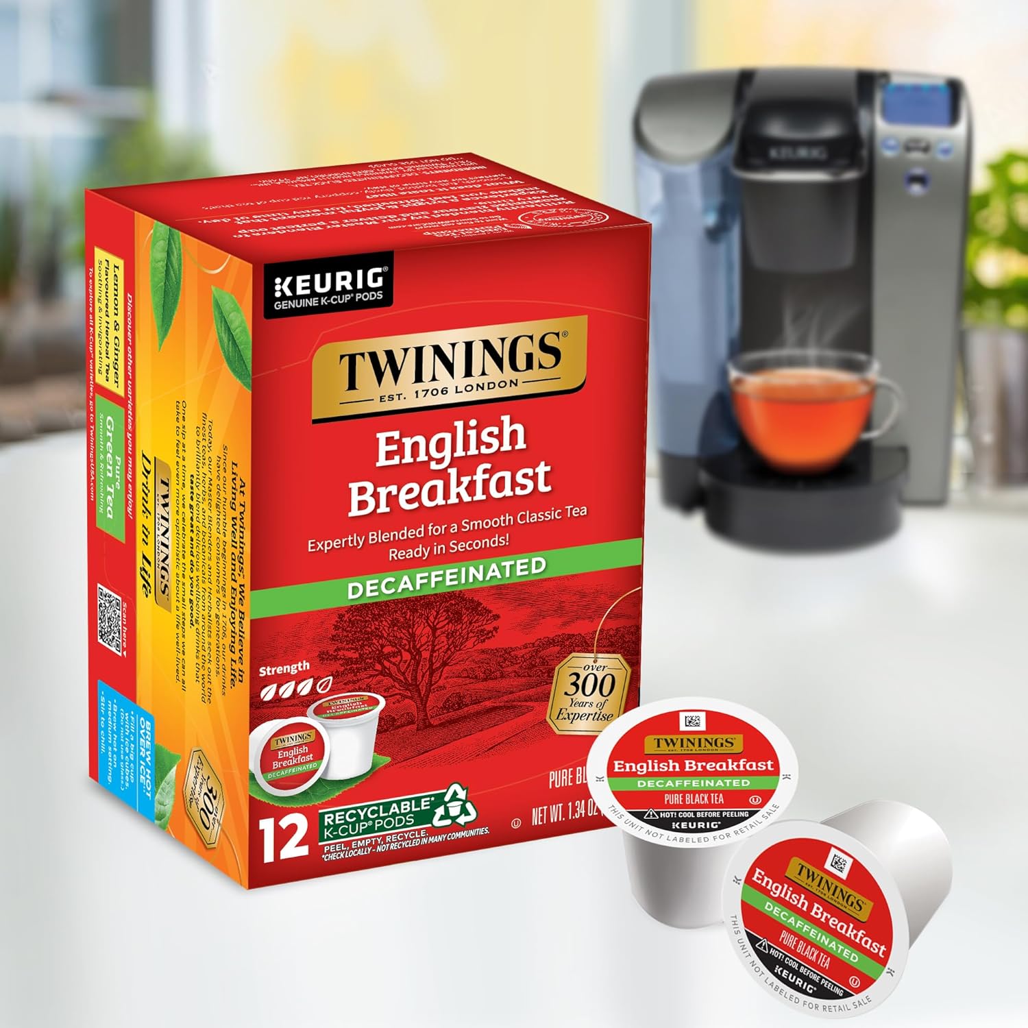 Twinings English Breakfast Black Tea K-Cup Pods for Keurig, 24 Count (Pack of 1), Smooth, Flavourful, Robust, Caffeinated, Enjoy Hot or Iced | Packaging May Vary