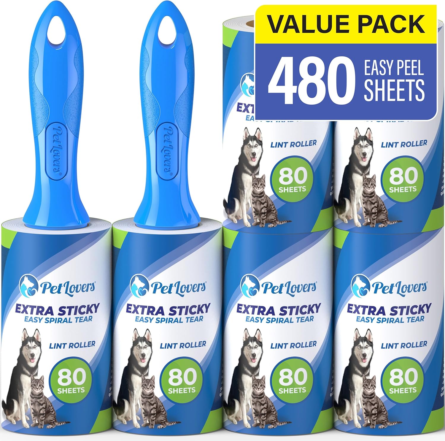 PetLovers Lint Rollers for Pet Hair Extra Sticky 420 Sheets - Lint Remover for Clothes