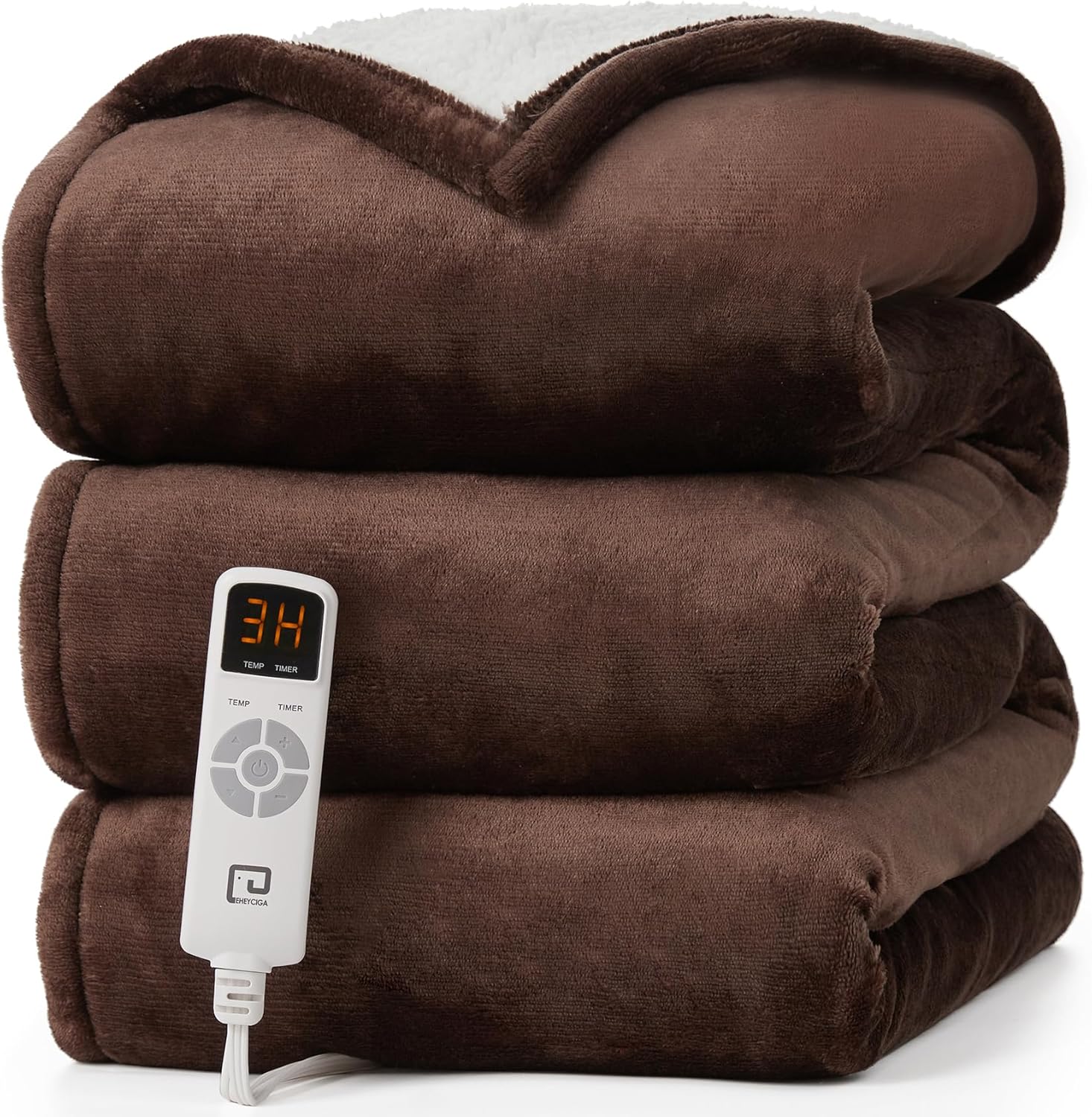 EHEYCIGA Heated Blanket Electric Blanket Throw - Heating Blanket with 9 Heating Levels & 10 Hours Auto Off, Soft Cozy Sherpa Washable Blanket with Fast Heating, 50 x 60 Inches