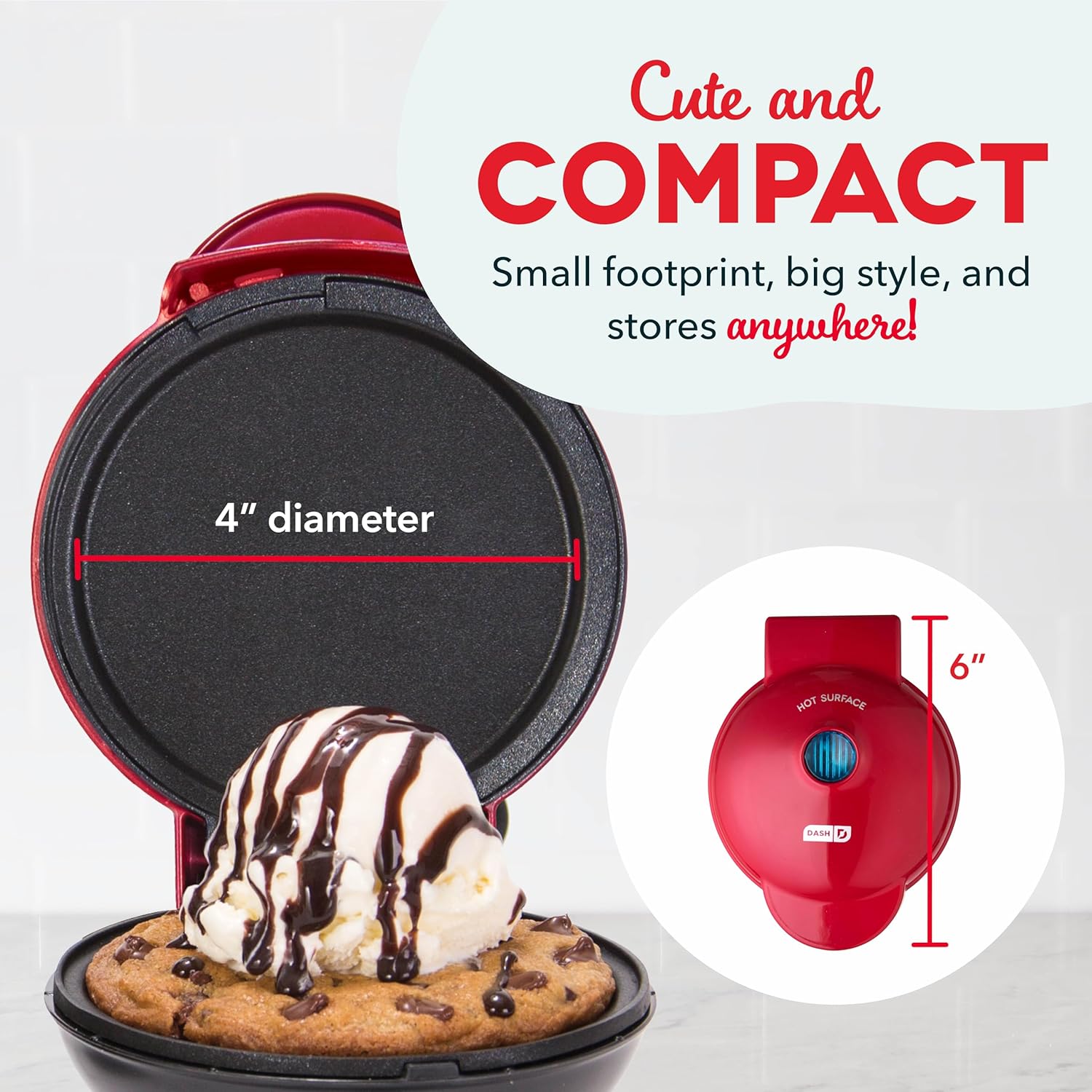 DASH Mini Maker Electric Round Griddle for Individual Pancakes, Cookies, Eggs & other on the go Breakfast, Lunch & Snacks with Indicator Light + Included Recipe Book - Aqua,4 Inch