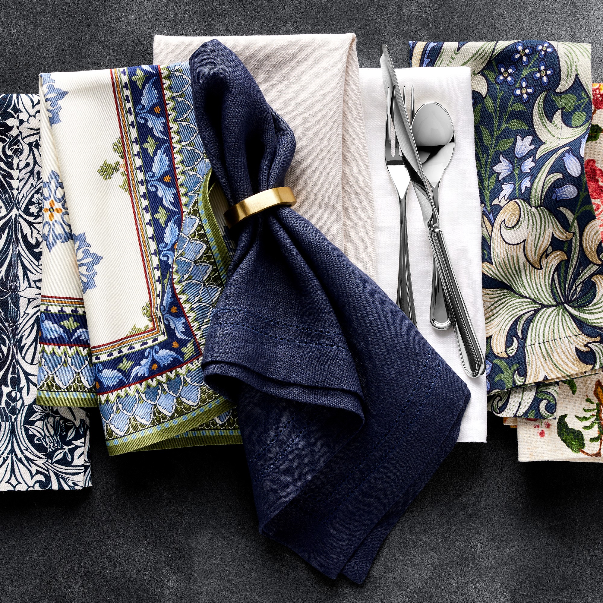 Linen Double Hemstitch Napkins, Set of 4