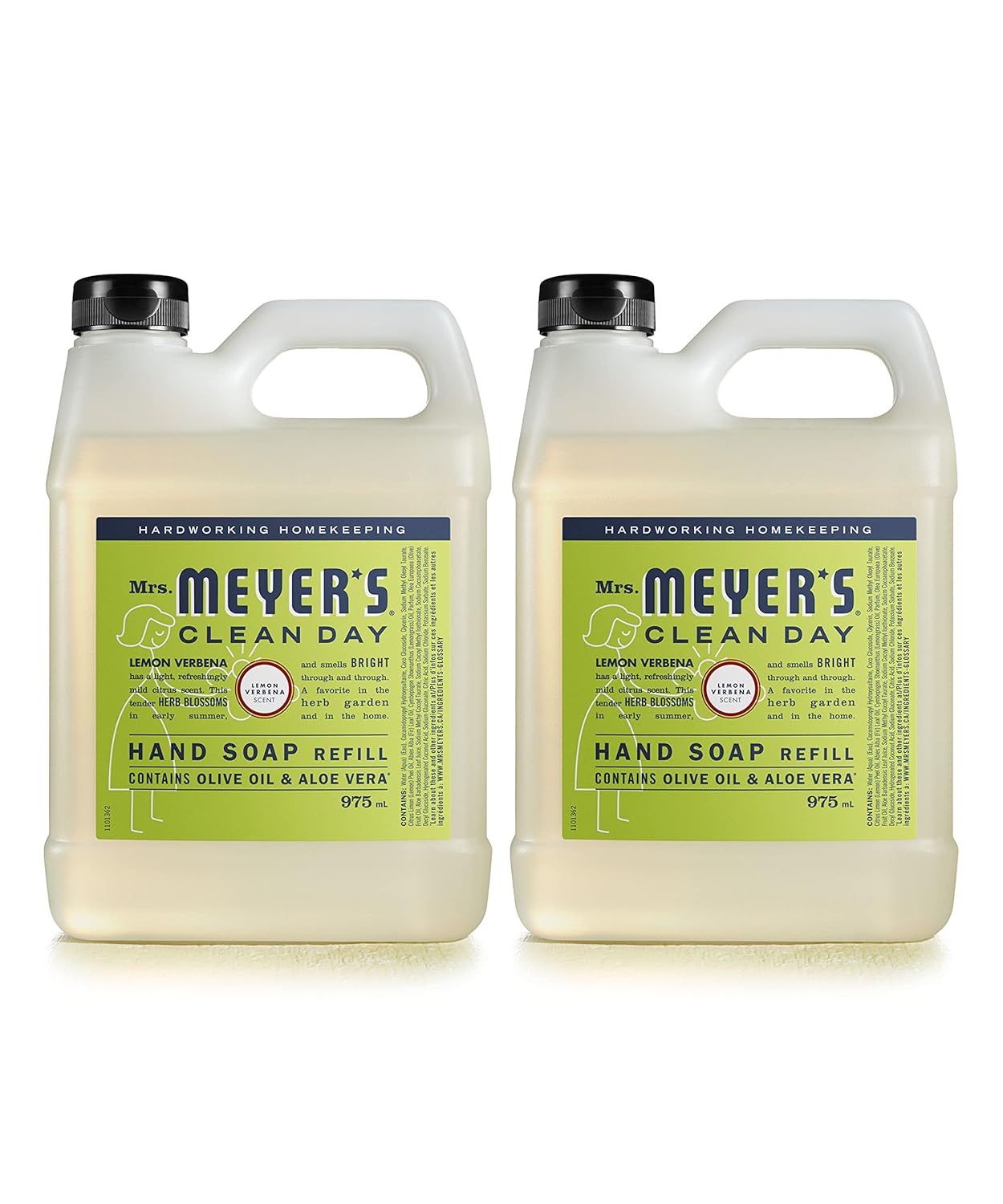 MRS. MEYER'S CLEAN DAY Liquid Hand Soap Refill, Cruelty Free and Biodegradable Formula, Lemon Verbena Scent, 33 oz