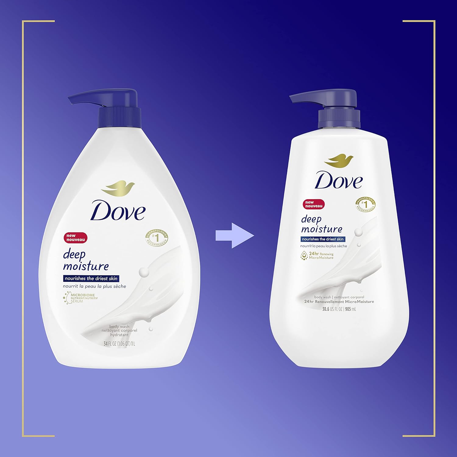 Dove Body Wash with Pump Deep Moisture For Dry Skin Moisturizing Skin Cleanser with 24hr Renewing MicroMoisture Nourishes The Driest Skin 30.6 oz