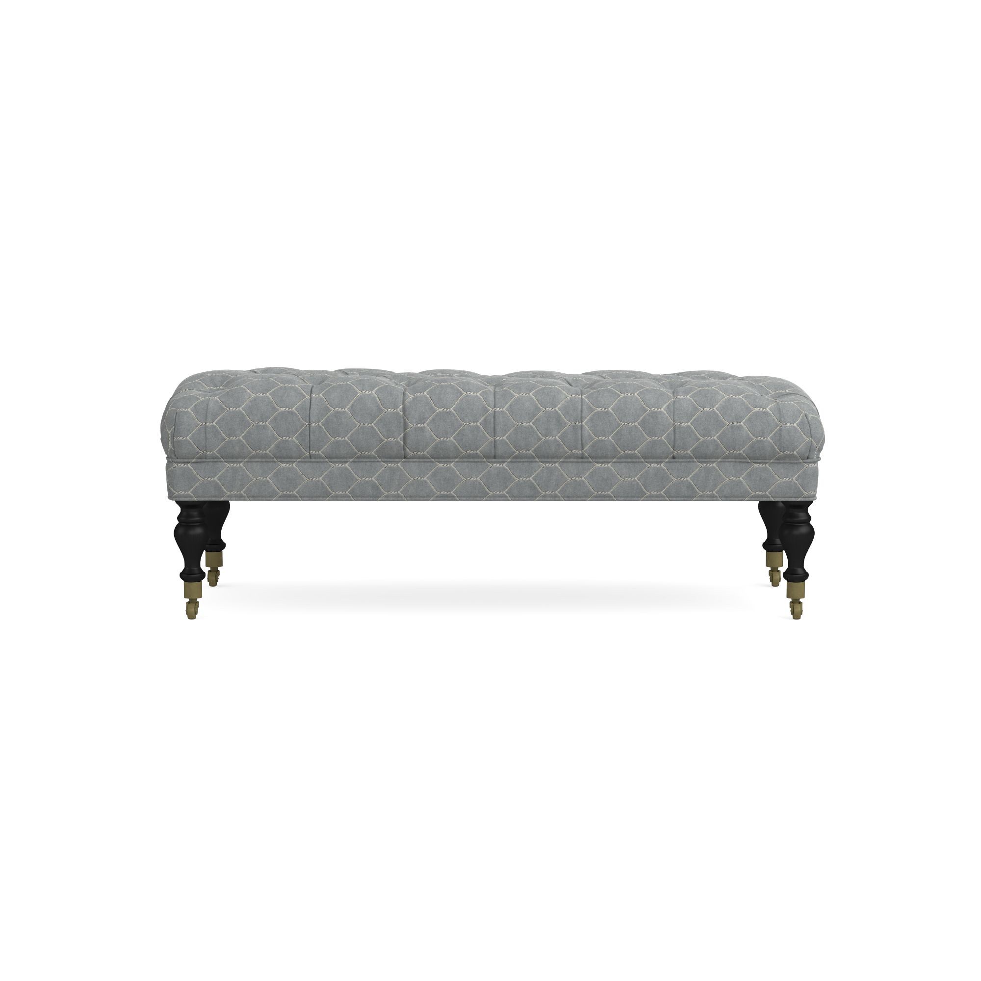Sanderson x Giles Deacon Fairfax Bench Ottoman, Turned Leg with Tufted Top (26
