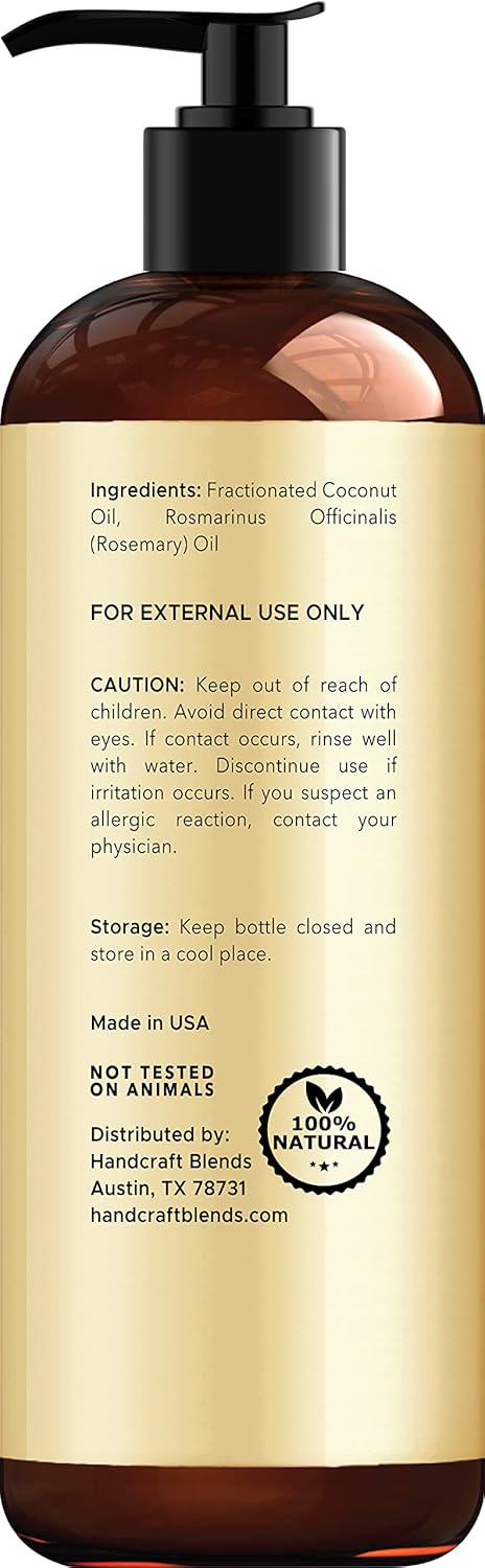 Handcraft Blends Fractionated Coconut Oil - 16 Fl Oz - 100% Pure and Natural - Premium Grade Oil for Skin and Hair - Carrier Oil - Hair and Body Oil - Massage Oil - Hair Tonic