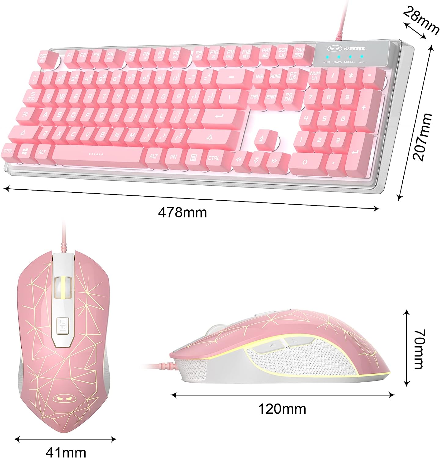Gaming Keyboard and Mouse Combo, K1 RGB LED Backlit Keyboard with 104 Key Computer PC Gaming Keyboard for PC/Laptop(White)