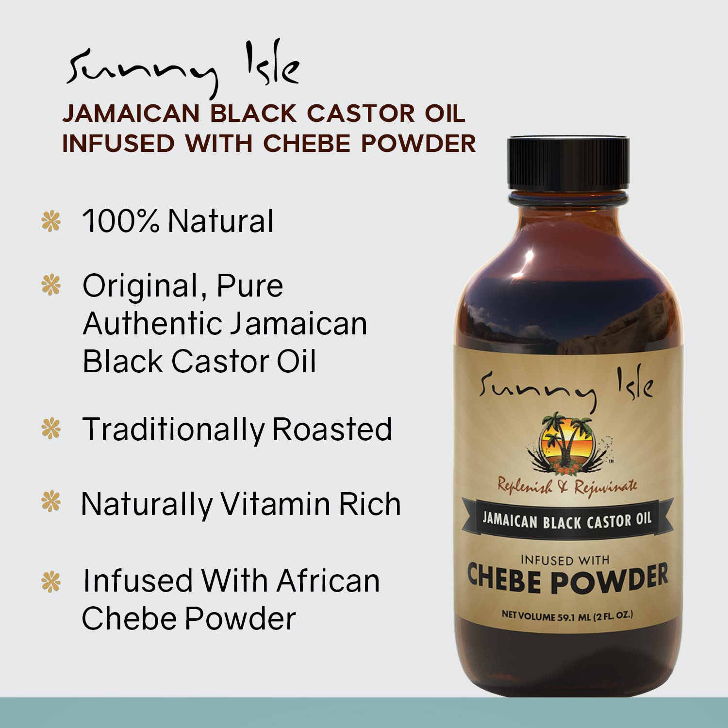 Sunny Isle Jamaican Black Castor Oil 4oz | 100% Natural Treatment for Hair, Scalp and Skin