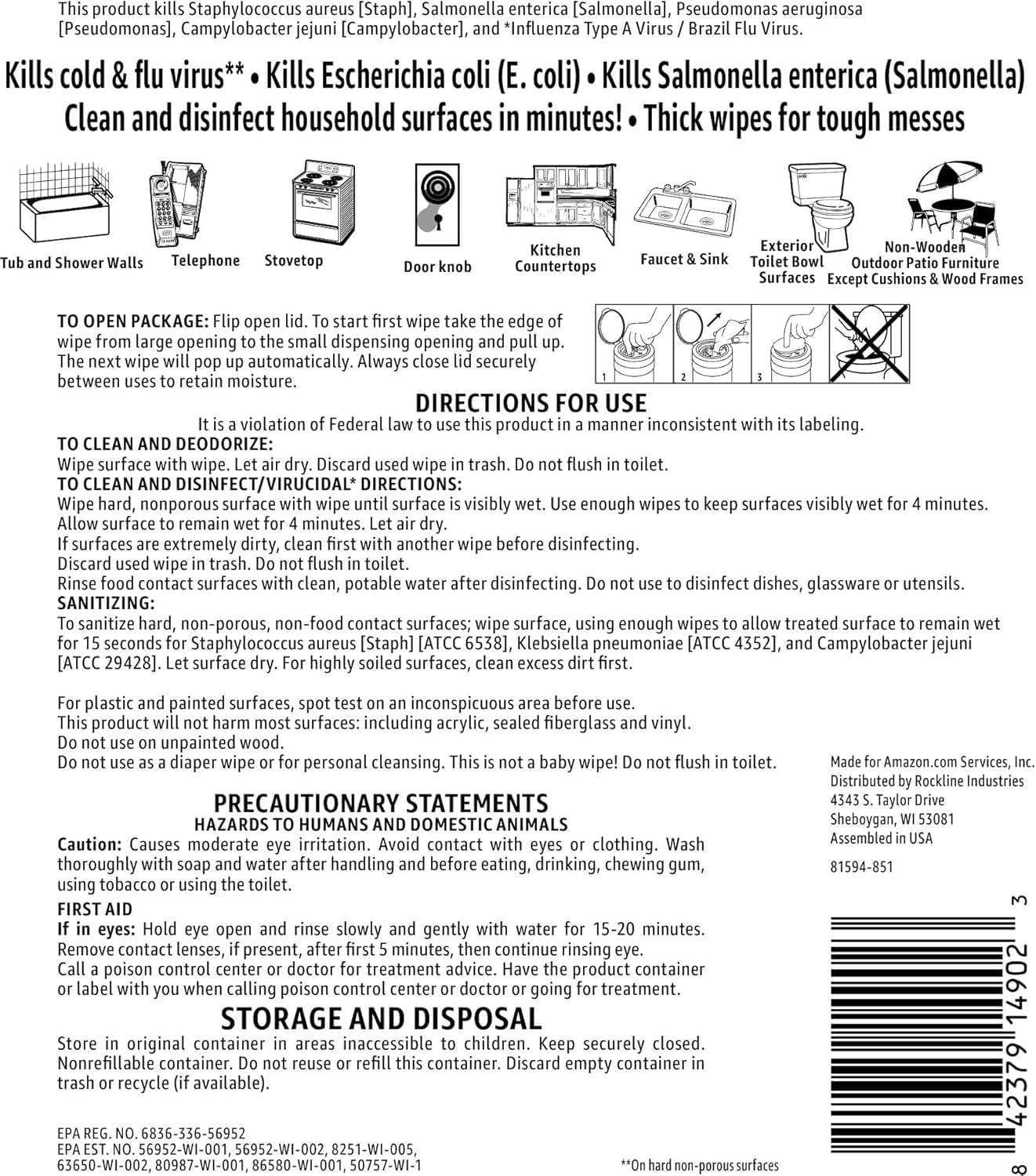 Amazon Basics Disinfecting Wipes, Lemon & Fresh Scent, Sanitizes, Cleans, Disinfects & Deodorizes, 255 Count (3 Packs of 85)