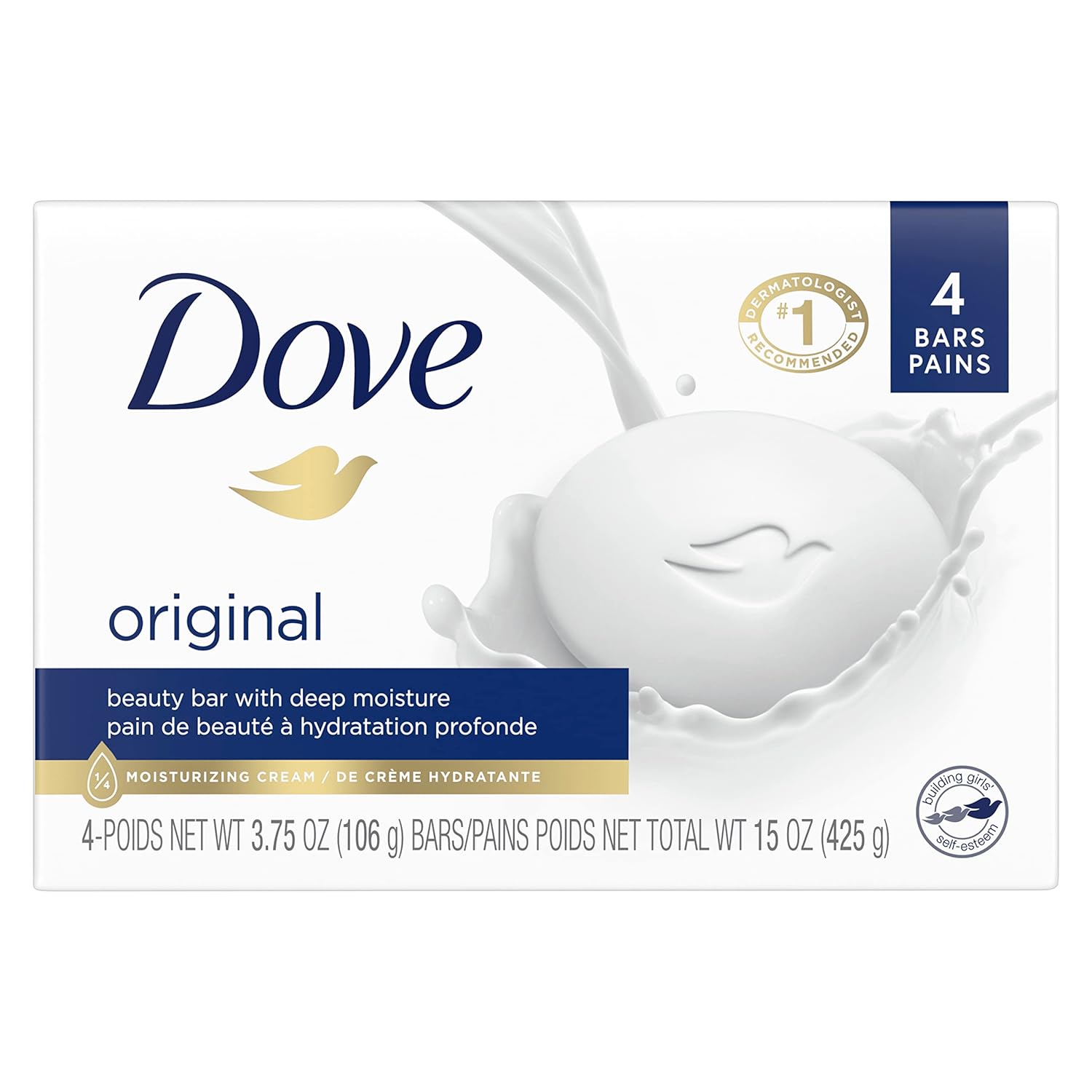 Dove Beauty Bar Gentle Skin Cleanser Moisturizing for Gentle Soft Skin Care Original Made With 1/4 Moisturizing Cream 3.75 oz, 14 Bars