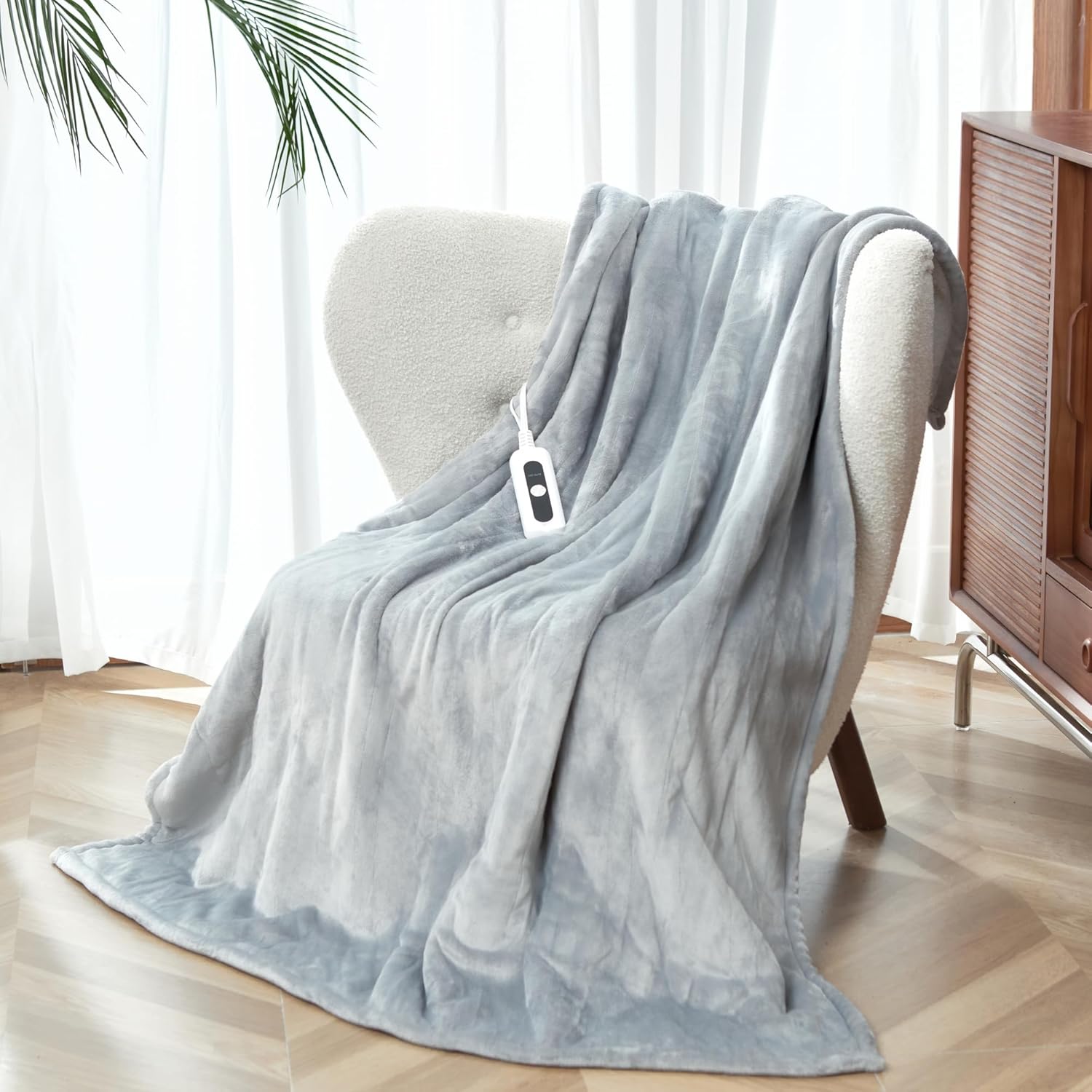 Heated Blanket Throw Size, Soft and Cozy Electric Heating Blanket for Bed, Automatic Safety System 6 Heating Levels & 4 Hours Auto-Off, 50