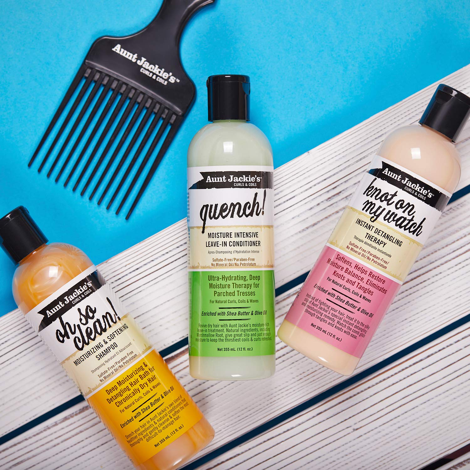 Aunt Jackie's Curls and Coils Knot On My Watch Instant Hair Detangling Therapy for Natural Curls, Coils and Waves, Enriched with Shea Butter, 12 oz