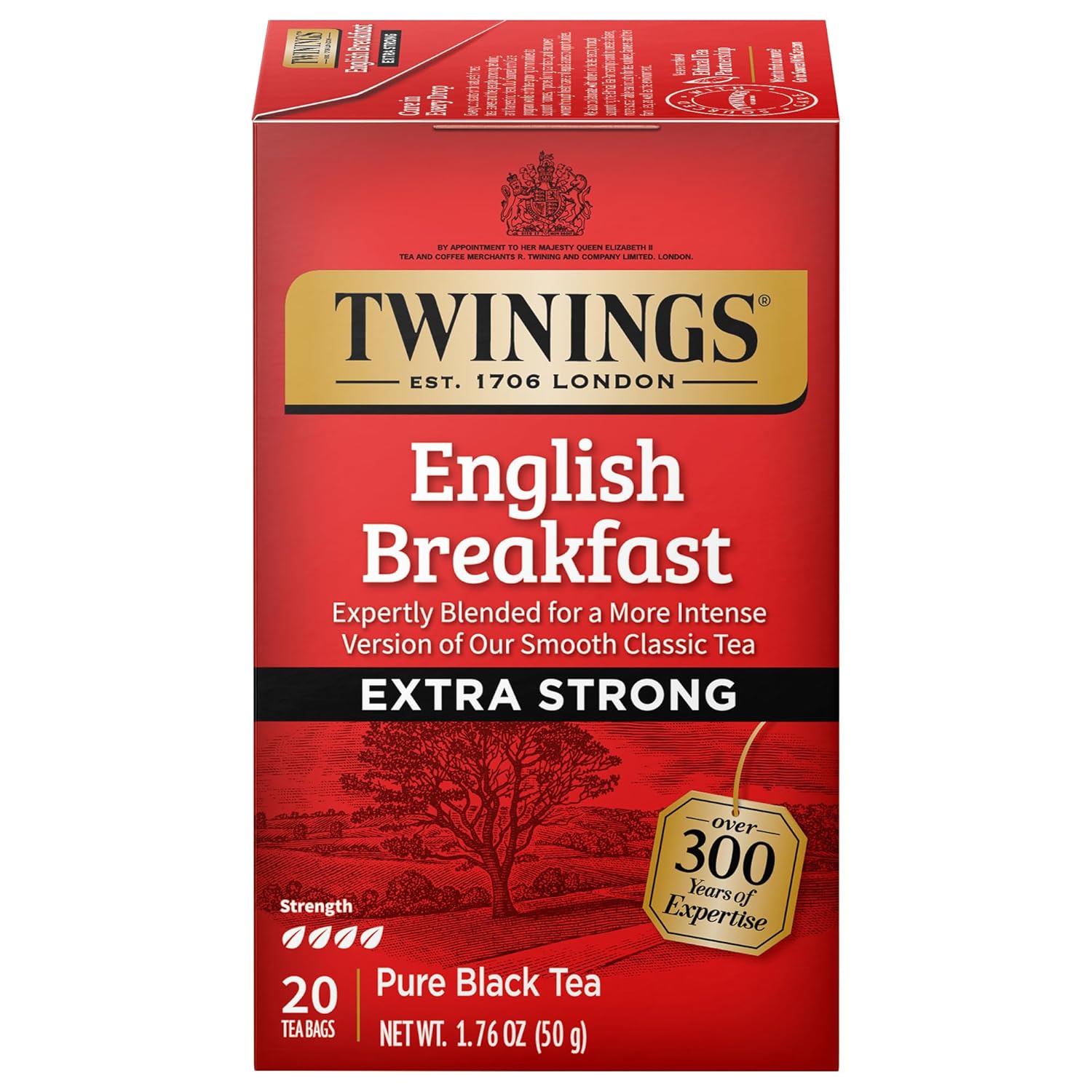 Twinings English Breakfast Black Tea Individually Wrapped Bags, 100 Count (Pack of 1), Smooth, Flavourful, and Robust, Caffeinated, Enjoy Hot or Iced | Packaging May Vary