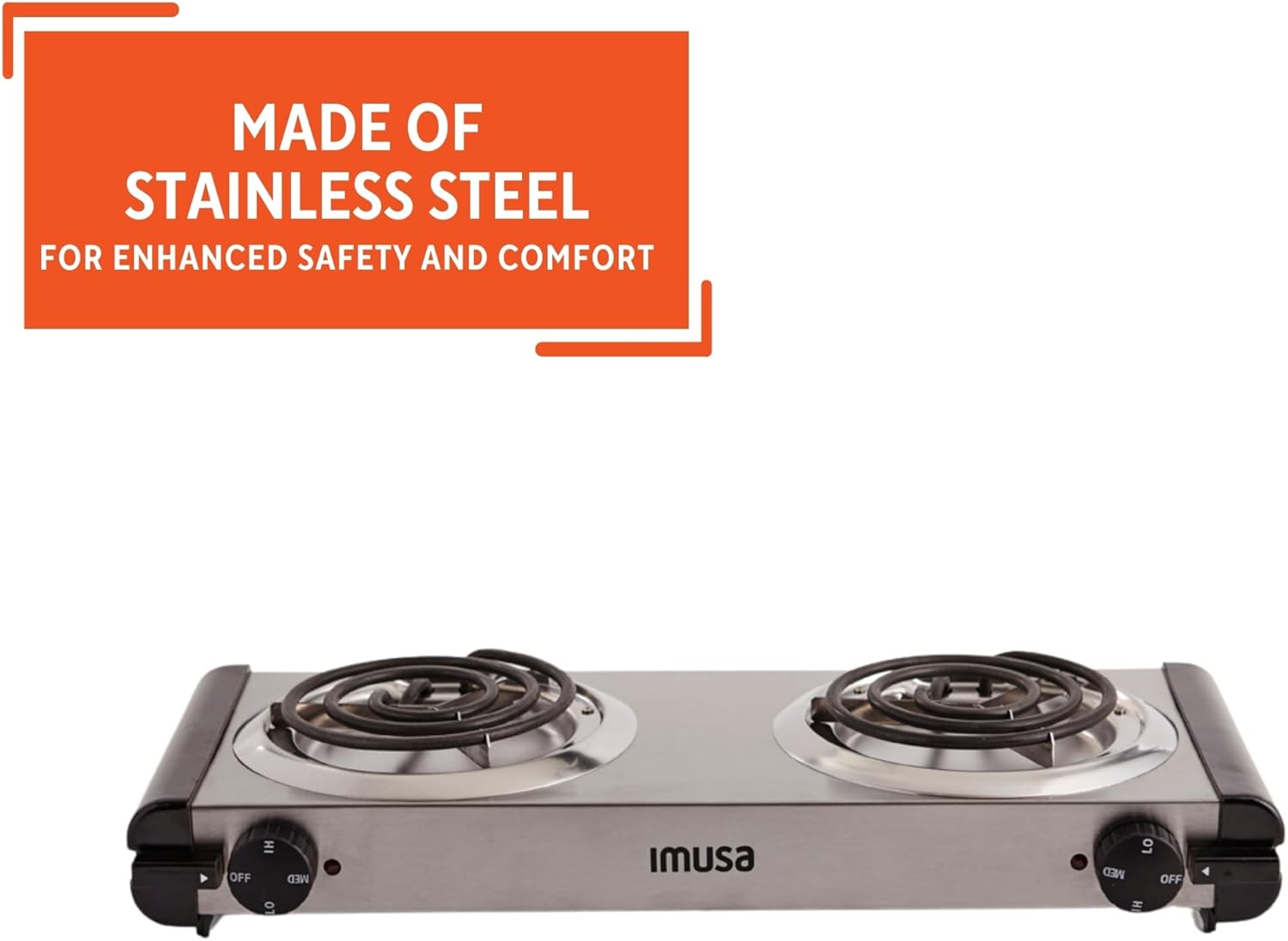 IMUSA USA GAU-80305 Electric Single Burner 1100-Watts, Black