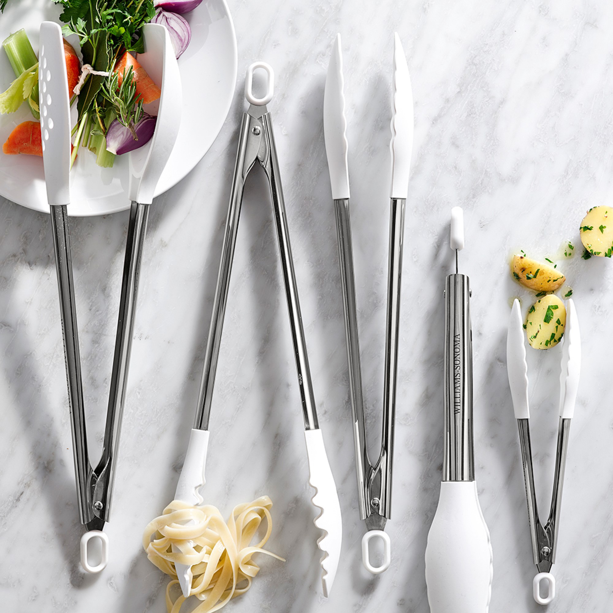 Williams Sonoma Stainless-Steel Silicone Locking Tongs