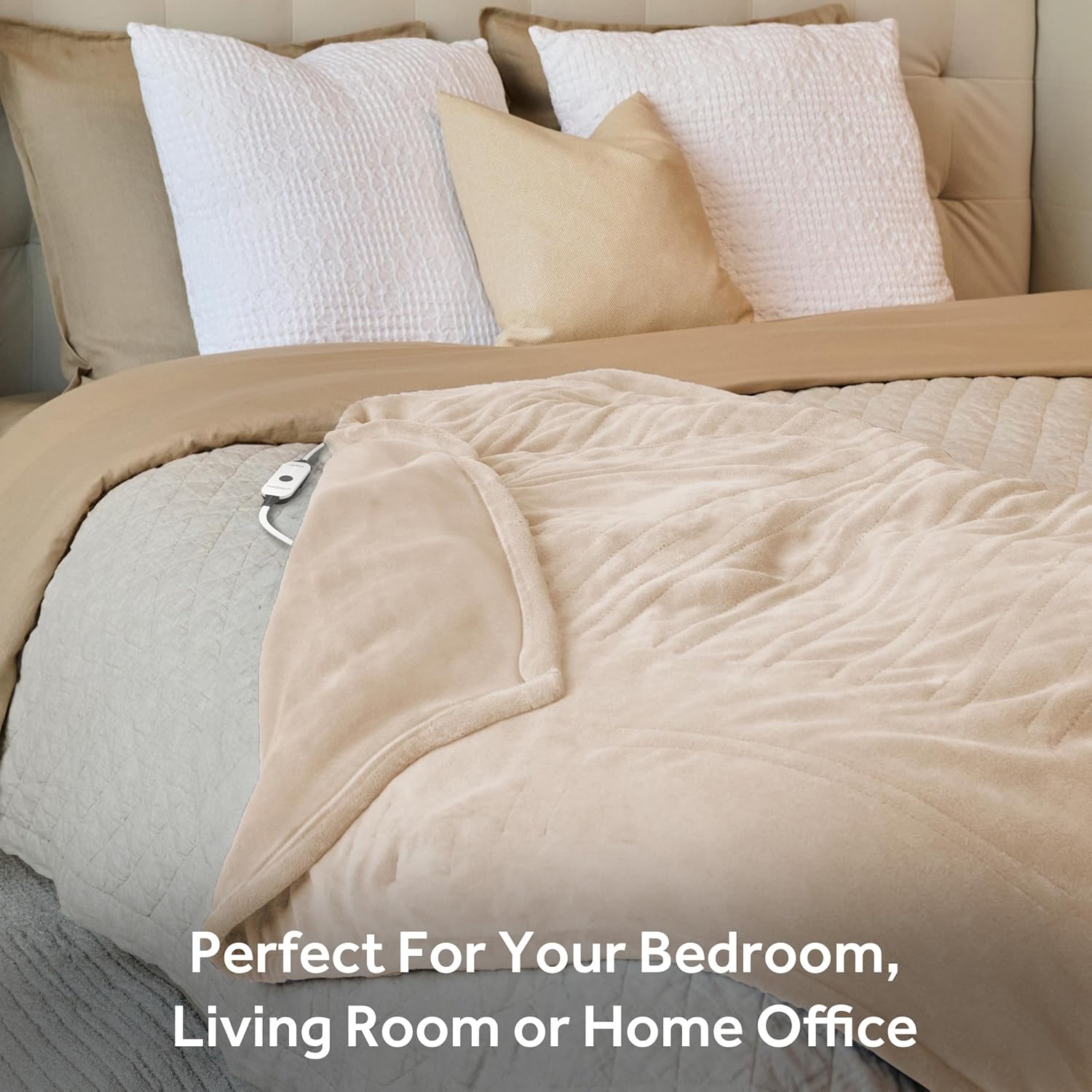 Sunbeam Royal Ultra Rodeen Blue Plaid Heated Personal Throw / Blanket, Cozy-Warm, Adjustable Heat Settings