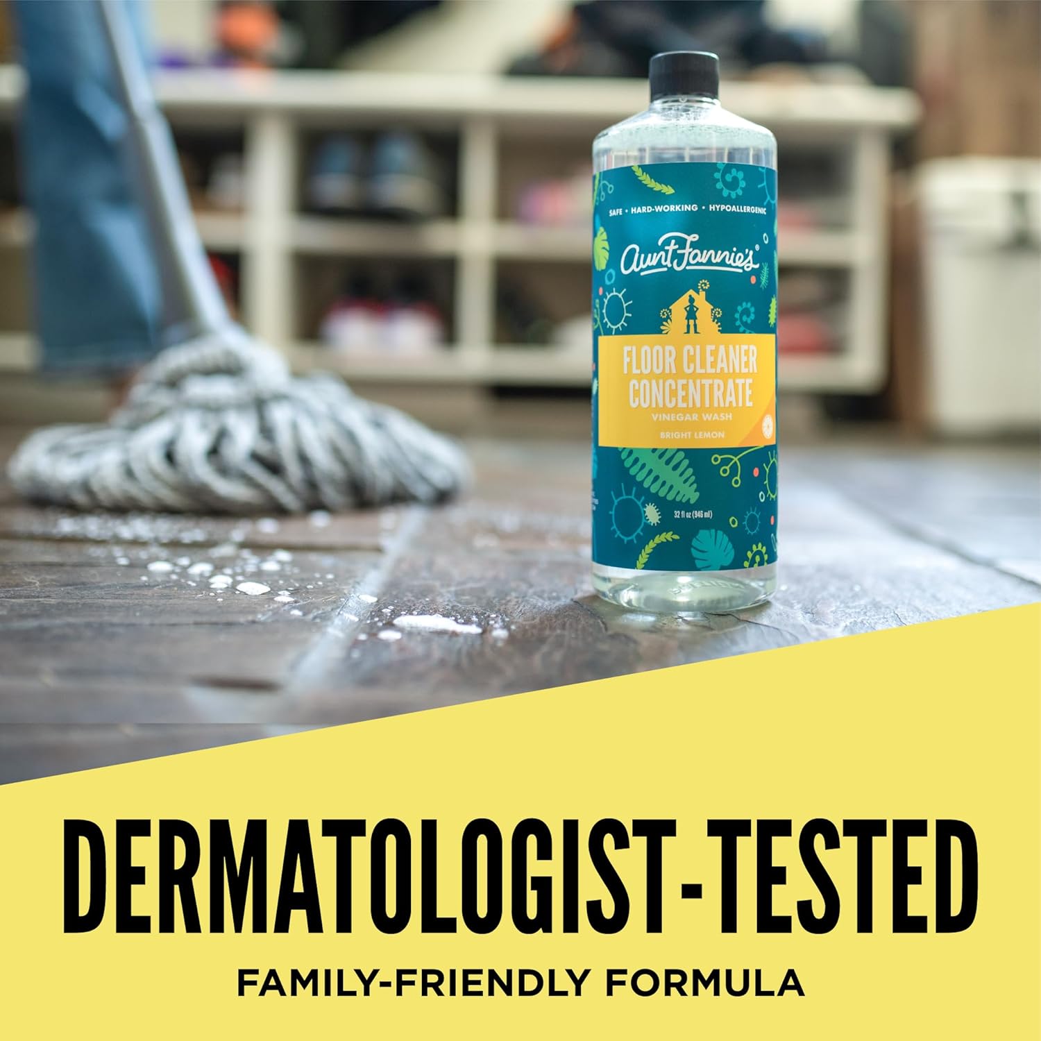 Aunt Fannie's Ultra Concentrated Floor Cleaner Vinegar Wash, Multi-Surface Floor Cleaner For Mopping, Makes 16 Gallons, Eucalyptus Scent, 32 oz. (Pack of 1), Packaging May Vary