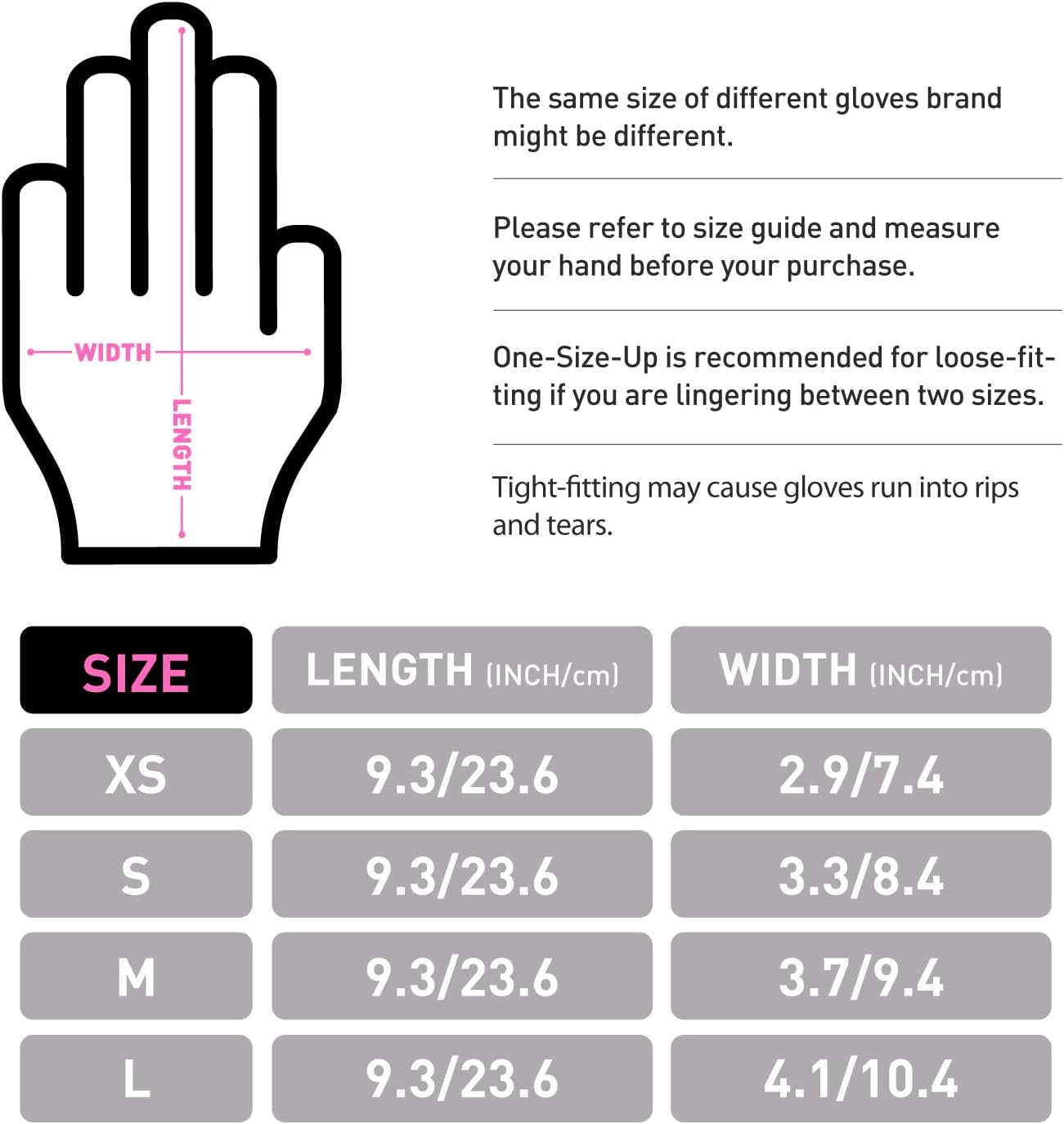 OKIAAS Black/Pink Vinyl Disposable Gloves Latex Free, Food Grade, 5 mil, Cooking, Cleaning, Hair Dye, 50/100/200/1000 Count