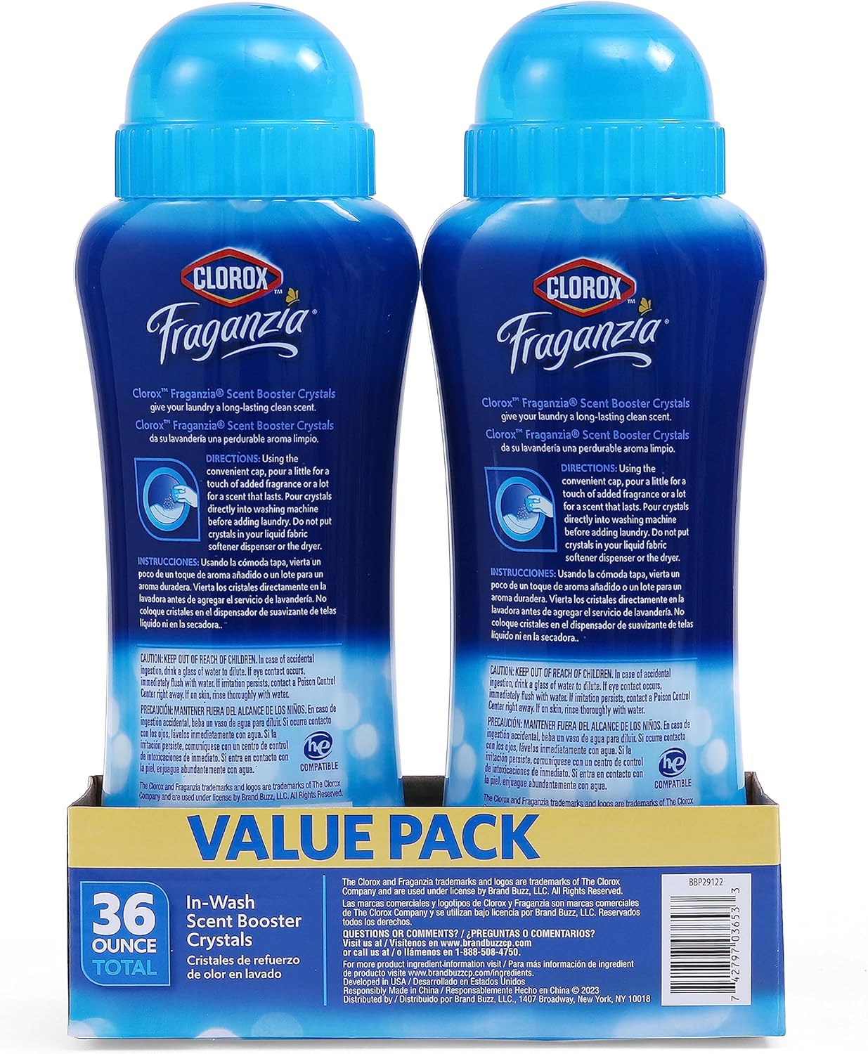 Clorox Fraganzia In-Wash Scent Booster Crystals in Ocean Scent, 18 Oz Twin Pack | Laundry Scent Booster Crystals | In-wash Scent Booster for Fresh Laundry in Ocean Scent 18 Ounce Twin Pack, 36oz