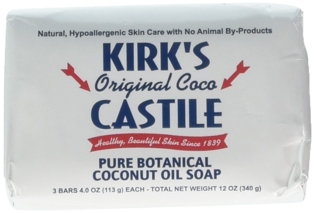 Kirk's Castile Bar Soap for Men, Women & Children - Made With Premium Coconut Oil, Sensitive Skin Formula, Vegan, Non GMO, Original Fresh Scent, 4 oz. Bars, 6 Pack