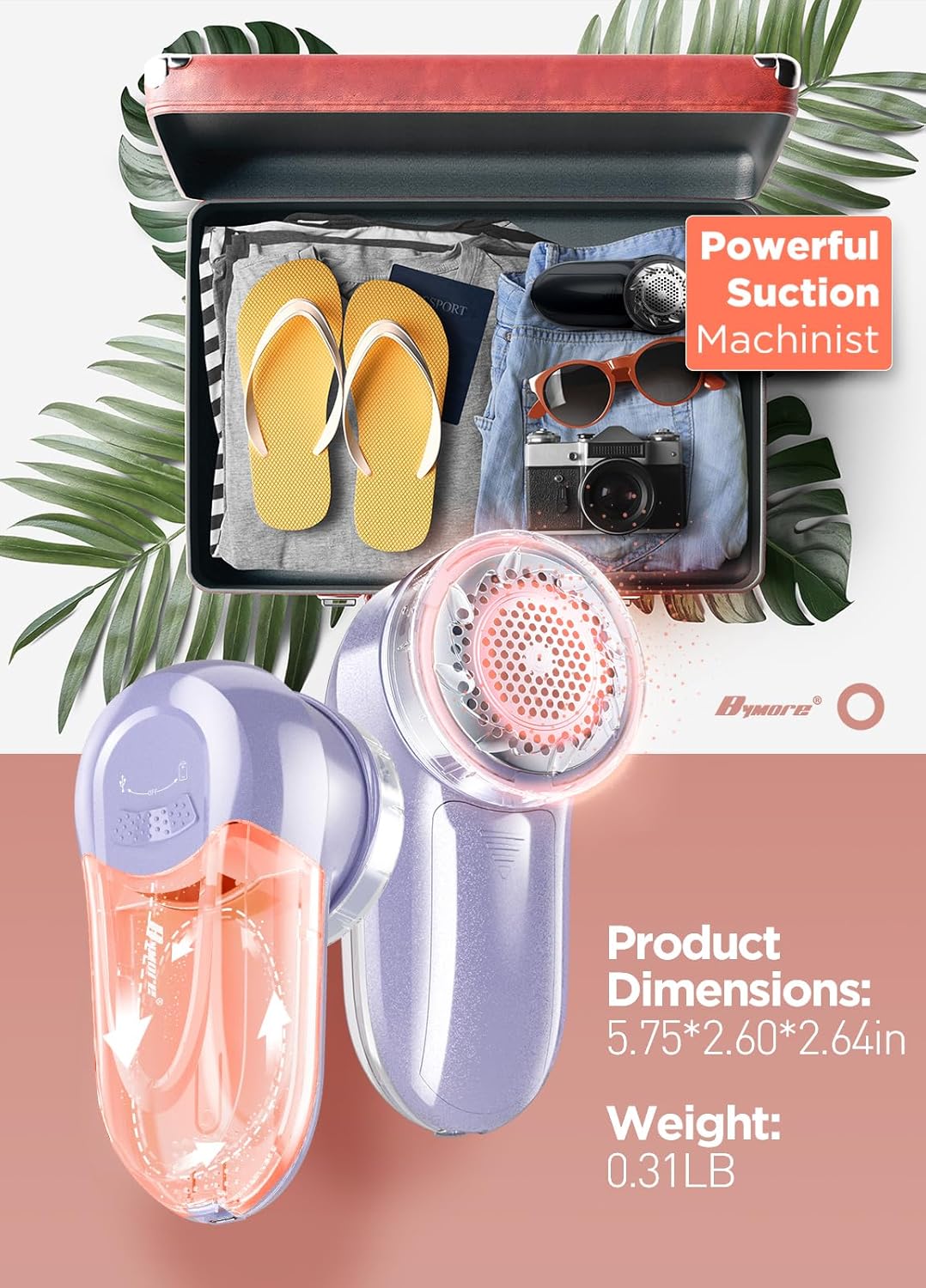 Bymore Fabric Shaver, Lint Remover, Lint Shaver Defuzzer Sweater Shaver for Clothes and Furniture AC Adapter or Battery Operated Pill Fuzz Remover