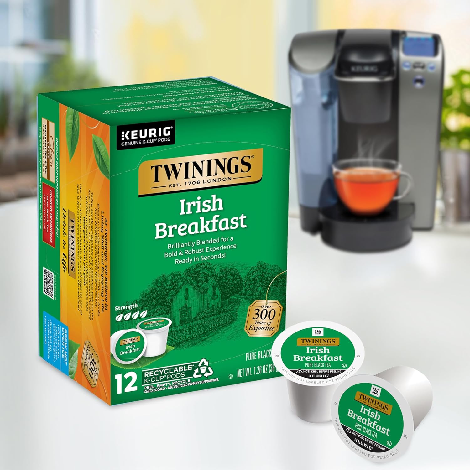 Twinings English Breakfast Black Tea K-Cup Pods for Keurig, 24 Count (Pack of 1), Smooth, Flavourful, Robust, Caffeinated, Enjoy Hot or Iced | Packaging May Vary