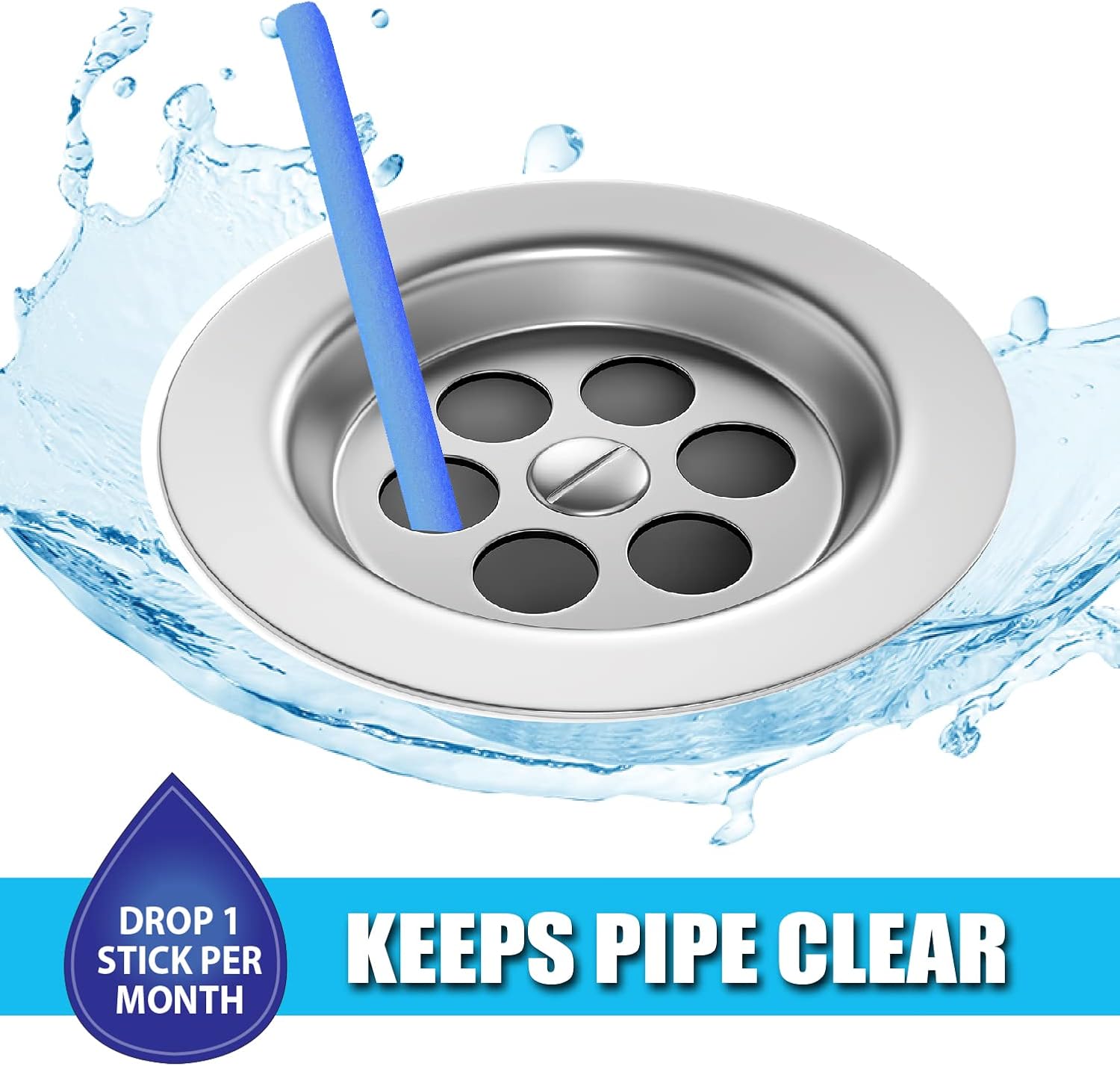 SANI 360° Sani Sticks Drain Cleaner and Deodorizer, Enzyme Pipe Cleaners, Eliminate Odors, Prevent Clogged Drains, Safe for Sinks, Bathtub Drains, Septic Tanks, 24 Count, Lemon Scent