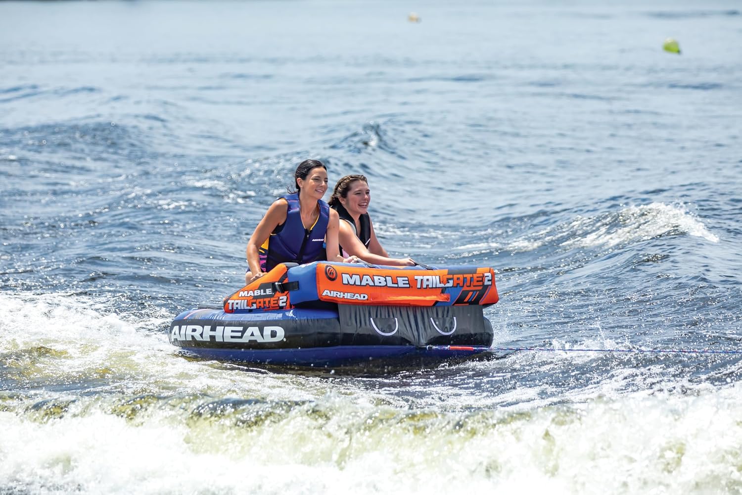 Airhead Mable Inflatable Towable Tube, 1-4 Rider Models, Dual Tow Points, Full Nylon Cover, EVA Foam Pads, Patented Speed Valve, Boat Tubes and Towables