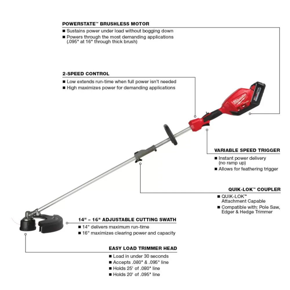 Milwaukee 2825-21ST M18 FUEL 18V 16-Inch QUIK-LOK String Trimmer Kit