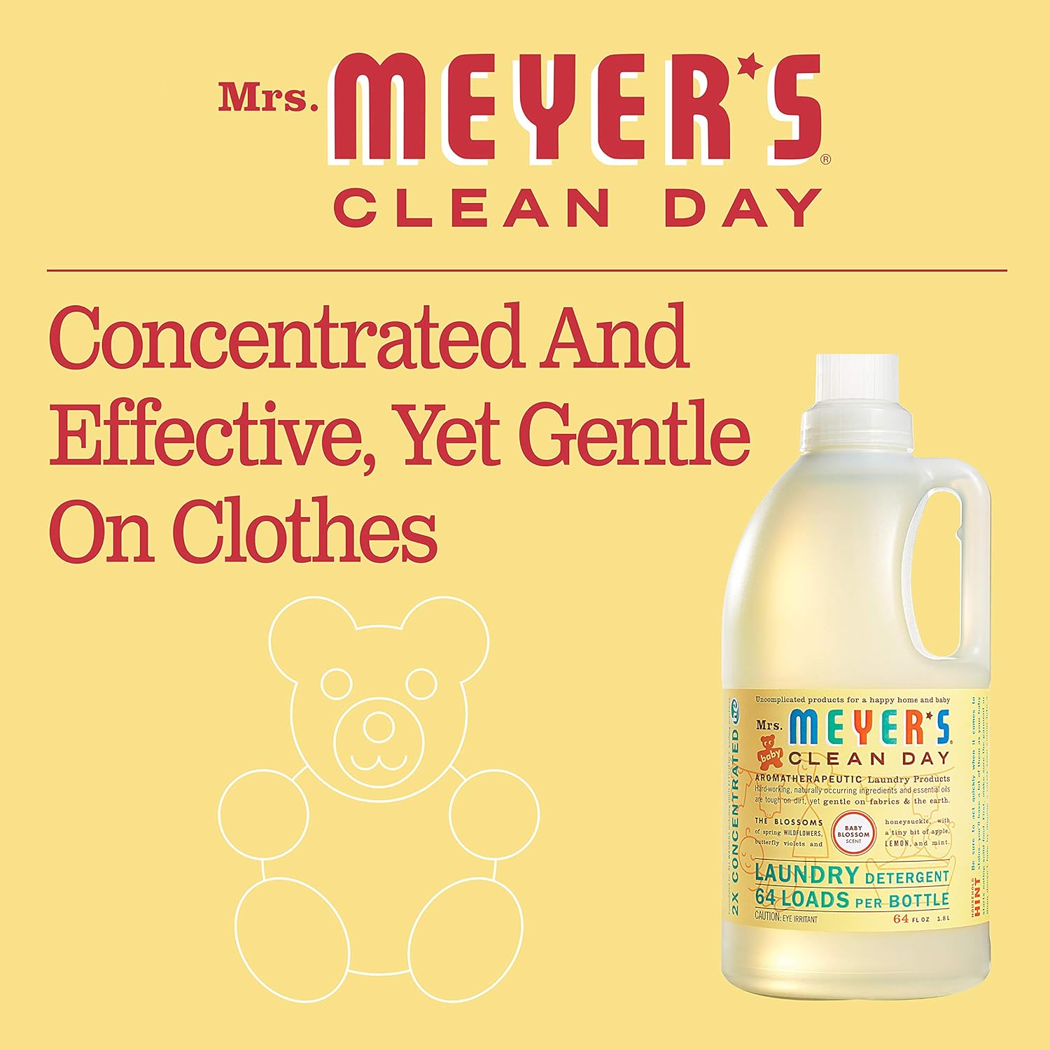 MRS. MEYER'S CLEAN DAY Liquid Laundry Detergent, Biodegradable Formula Infused with Essential Oils, Lavender, 64 oz (64 Loads)