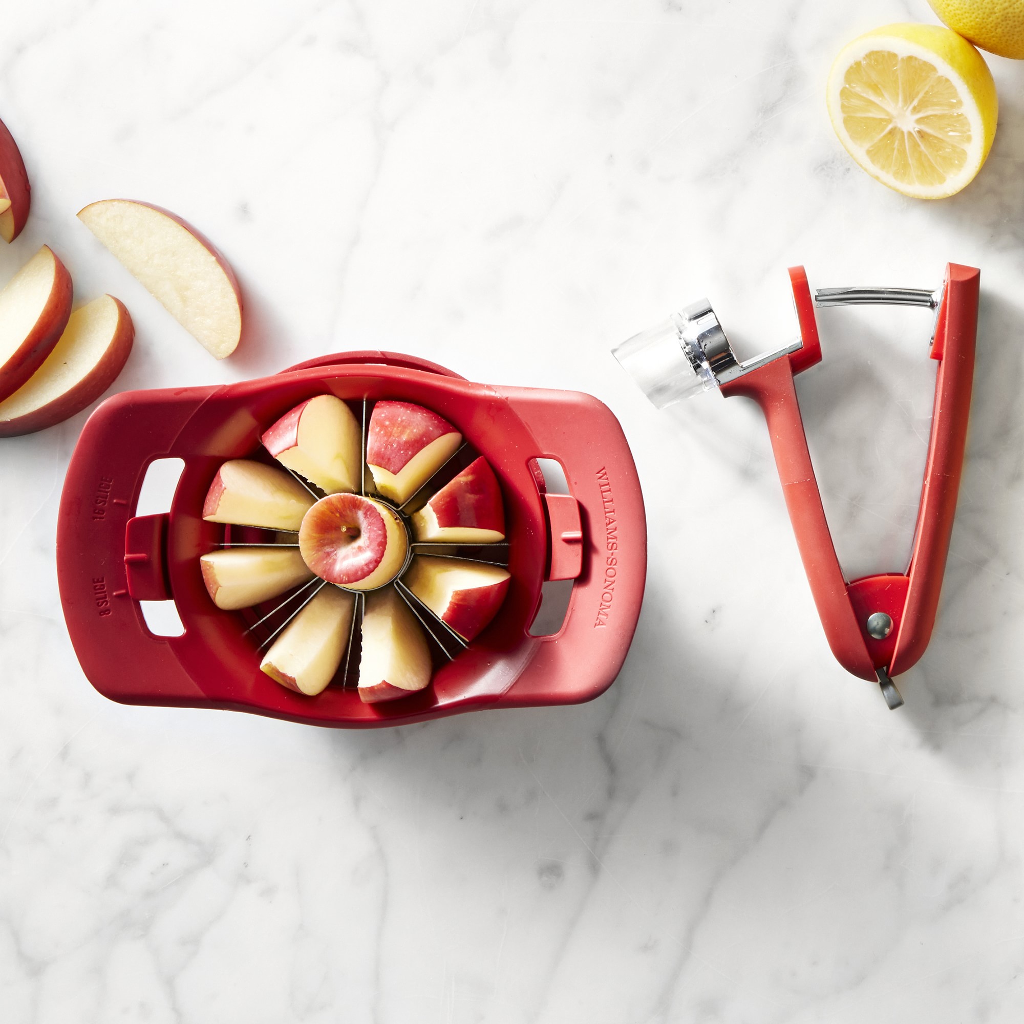 Williams Sonoma Prep Tools Adjustable Apple Slicer & Corer, Red