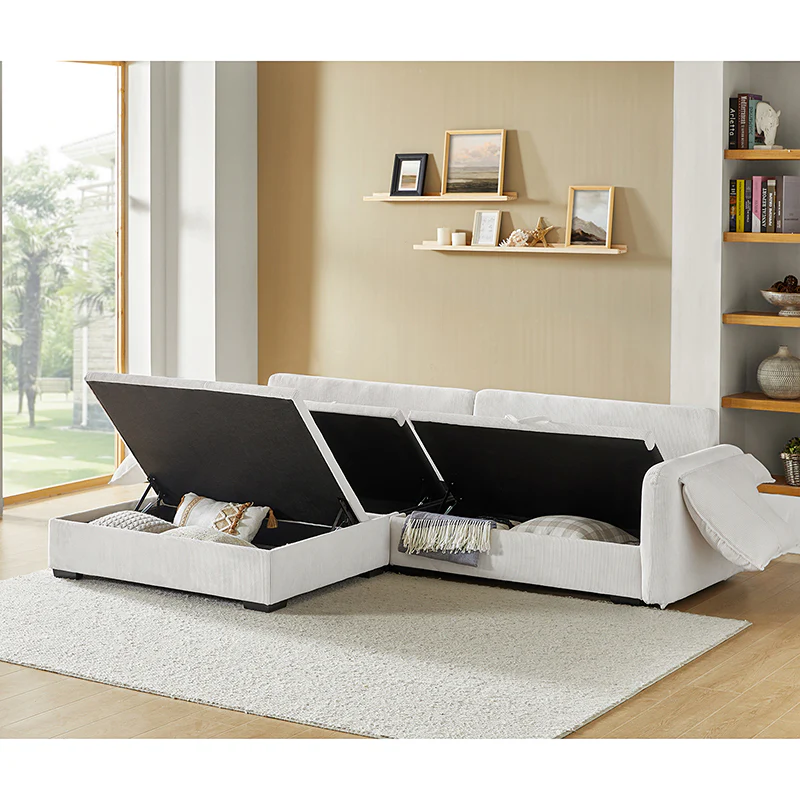 Aladino 2-Piece Upholstered Reversible Sectional Sofa with Storage