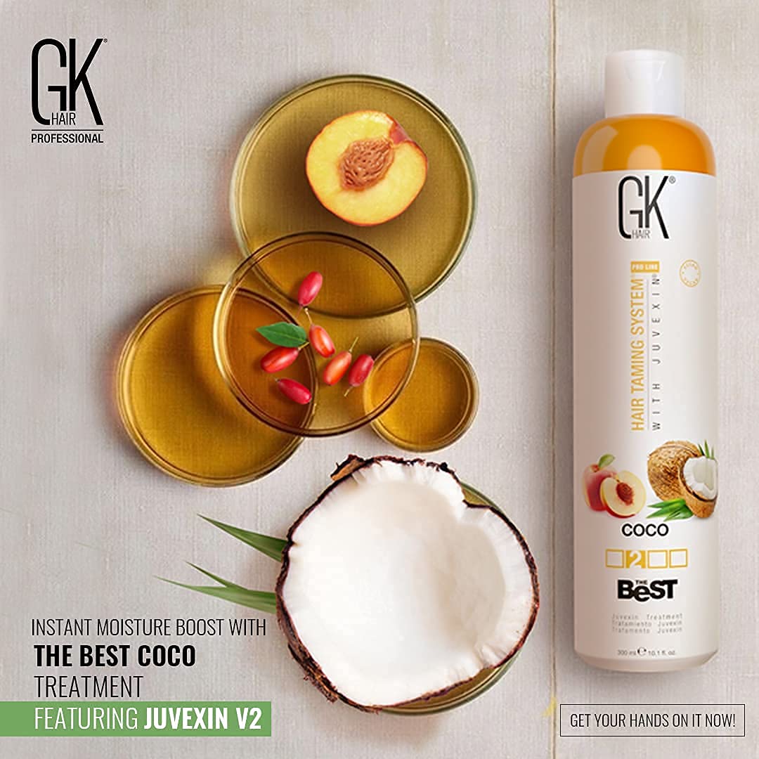 GK HAIR Global Keratin The Best (3.4 Fl Oz/100ml) Smoothing Keratin Hair Treatment - Professional Brazilian Complex Blowout Straightening For Silky Smooth & Frizz Free Hair