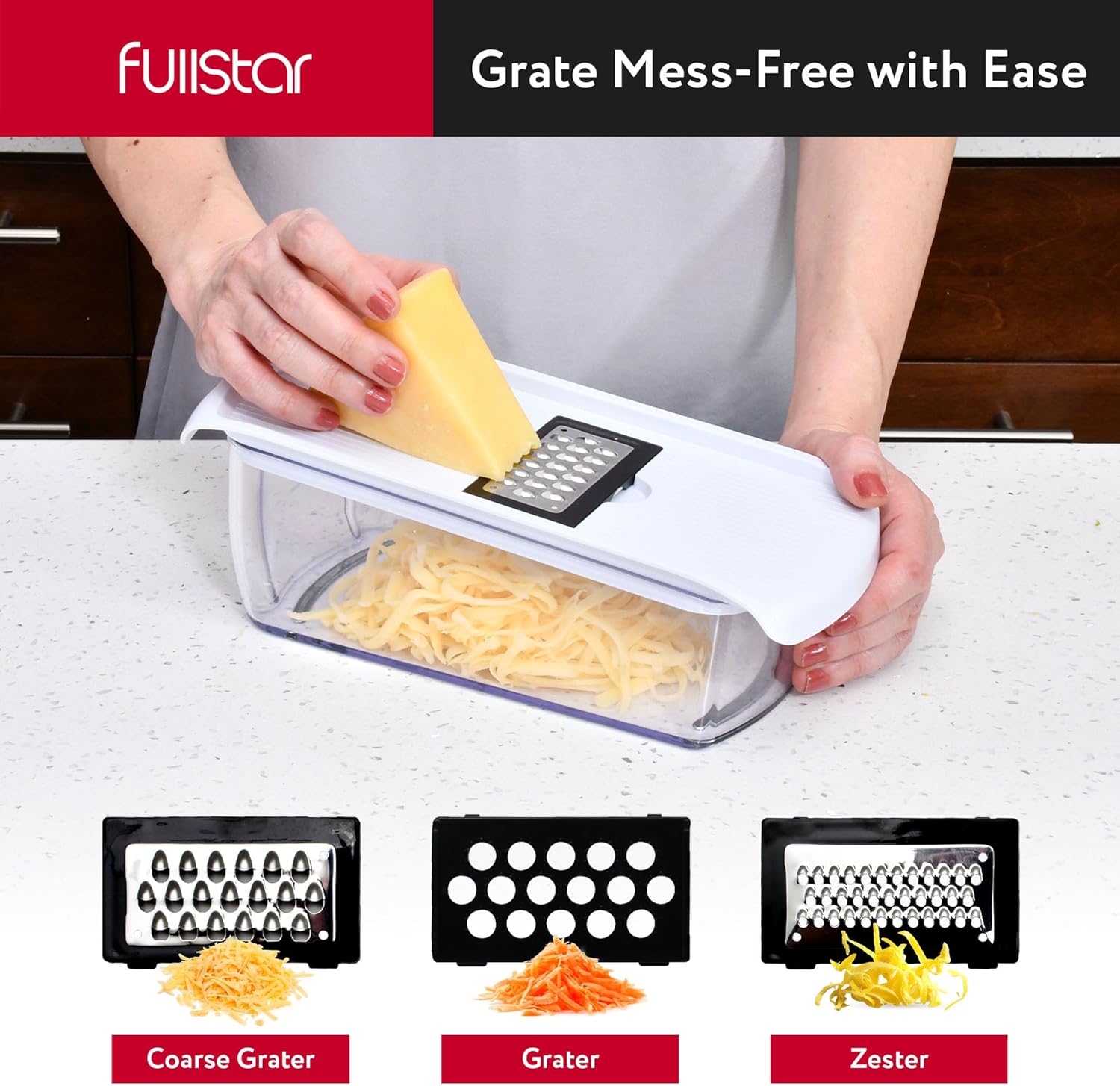 Fullstar Vegetable Chopper - Food Chopper - Onion Chopper - Vegetable Slicer & Spiralizer - Veggie Chopper with Container - Kitchen Gadgets - Home Essentials - Kitchen Accessories (4 in 1, White)