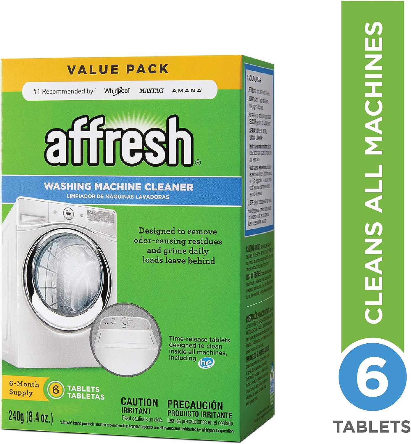 Affresh Washing Machine Cleaner, Cleans Front Load and Top Load Washers, Including HE, 6 Tablets