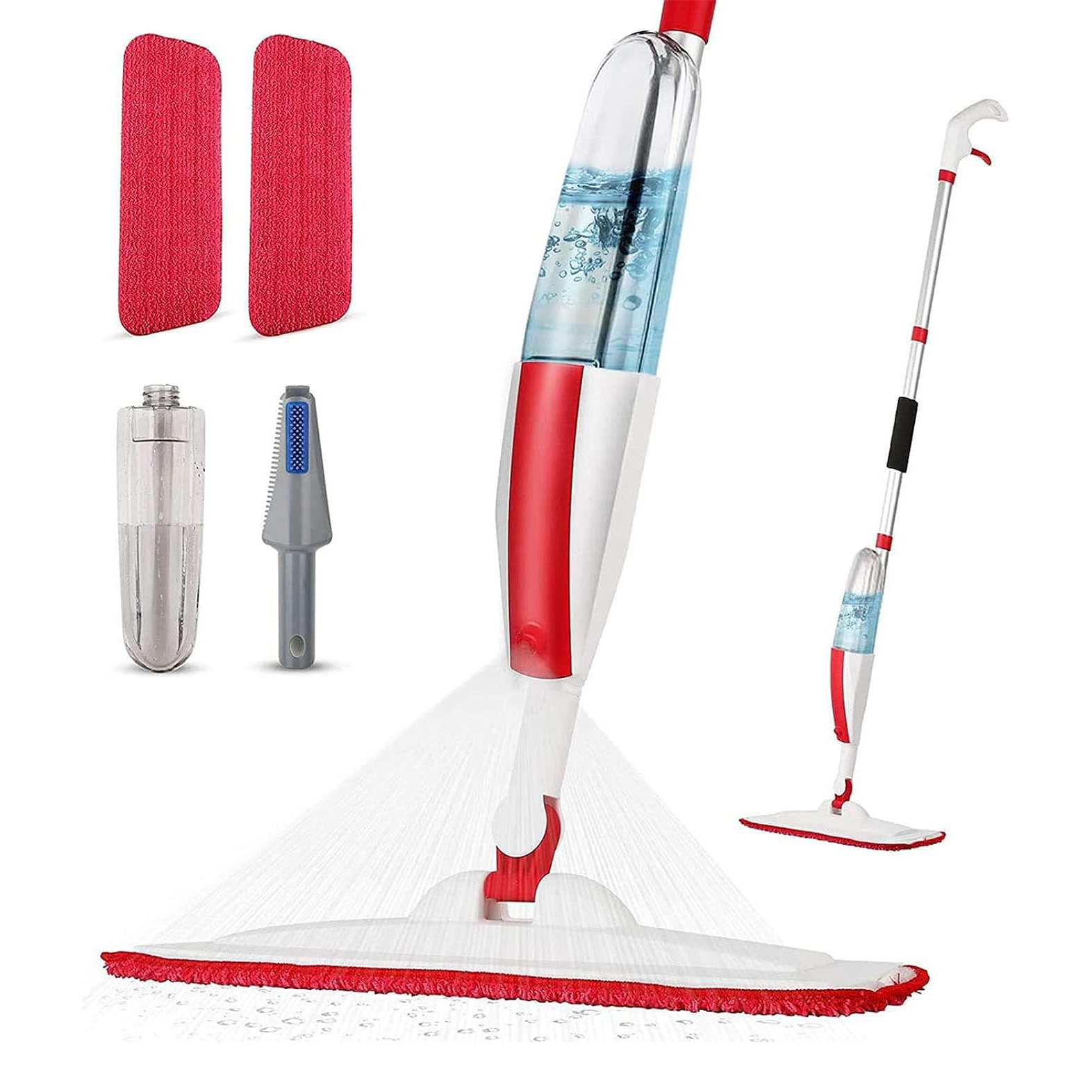 Mops for Floor Cleaning Wet Spray Mop with 14 oz Refillable Bottle and 2 Washable Microfiber Pads Home or Commercial Use Dry Wet Flat Mop for Hardwood Laminate Wood Ceramic