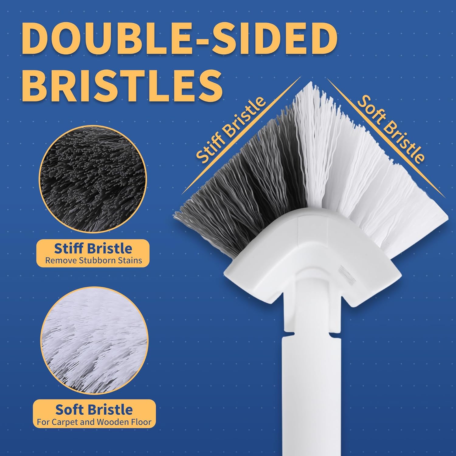 BOOMJOY Floor Scrub Brush with Long Handle, 2 in 1 Scrape and Brush, Stiff Bristles Floor Scrubber, Deck Brush for Cleaning Bathroom, Patio, Garage, Kitchen, Bath, Tile