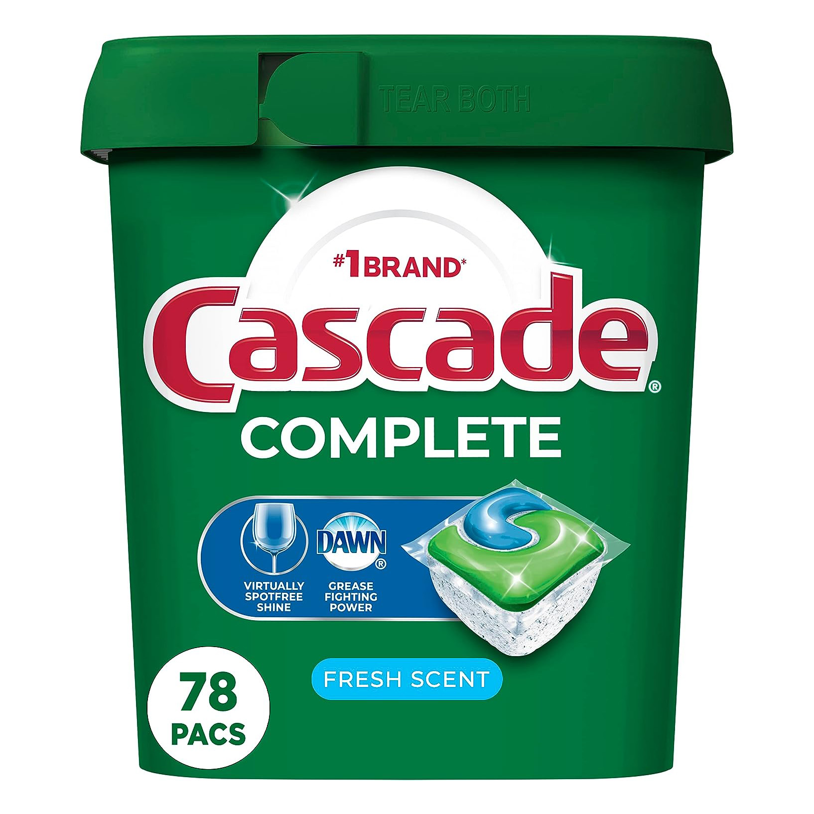 Cascade Complete Dishwasher Pods, Dishwasher tabs, Dish Washing Pods for Dishwasher, Dishwasher tablets, Lemon Scent ActionPacs, 78 Count