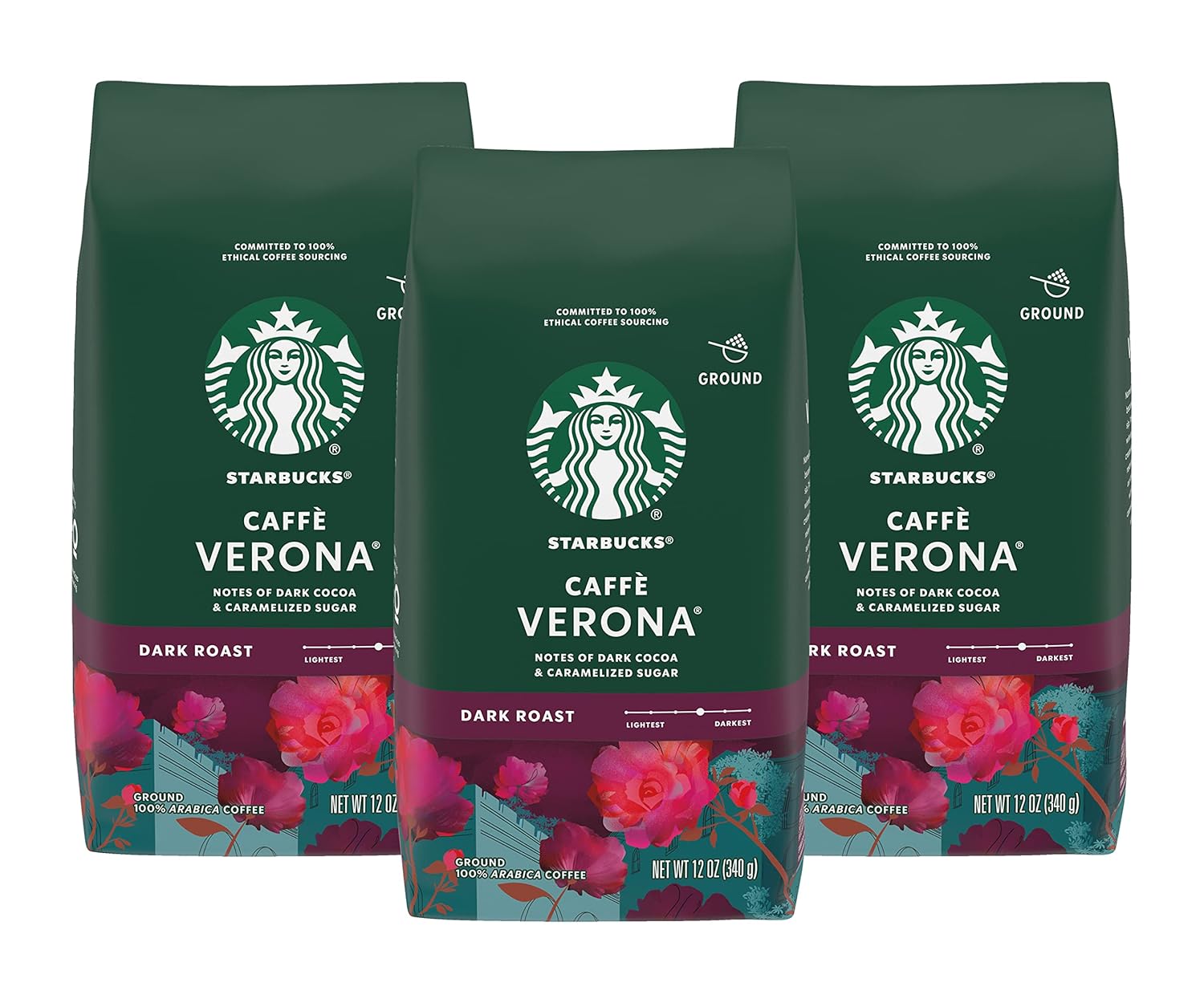 Starbucks Ground Coffee, Dark Roast Coffee, Caffè Verona, 100% Arabica, 1 bag (28 oz)