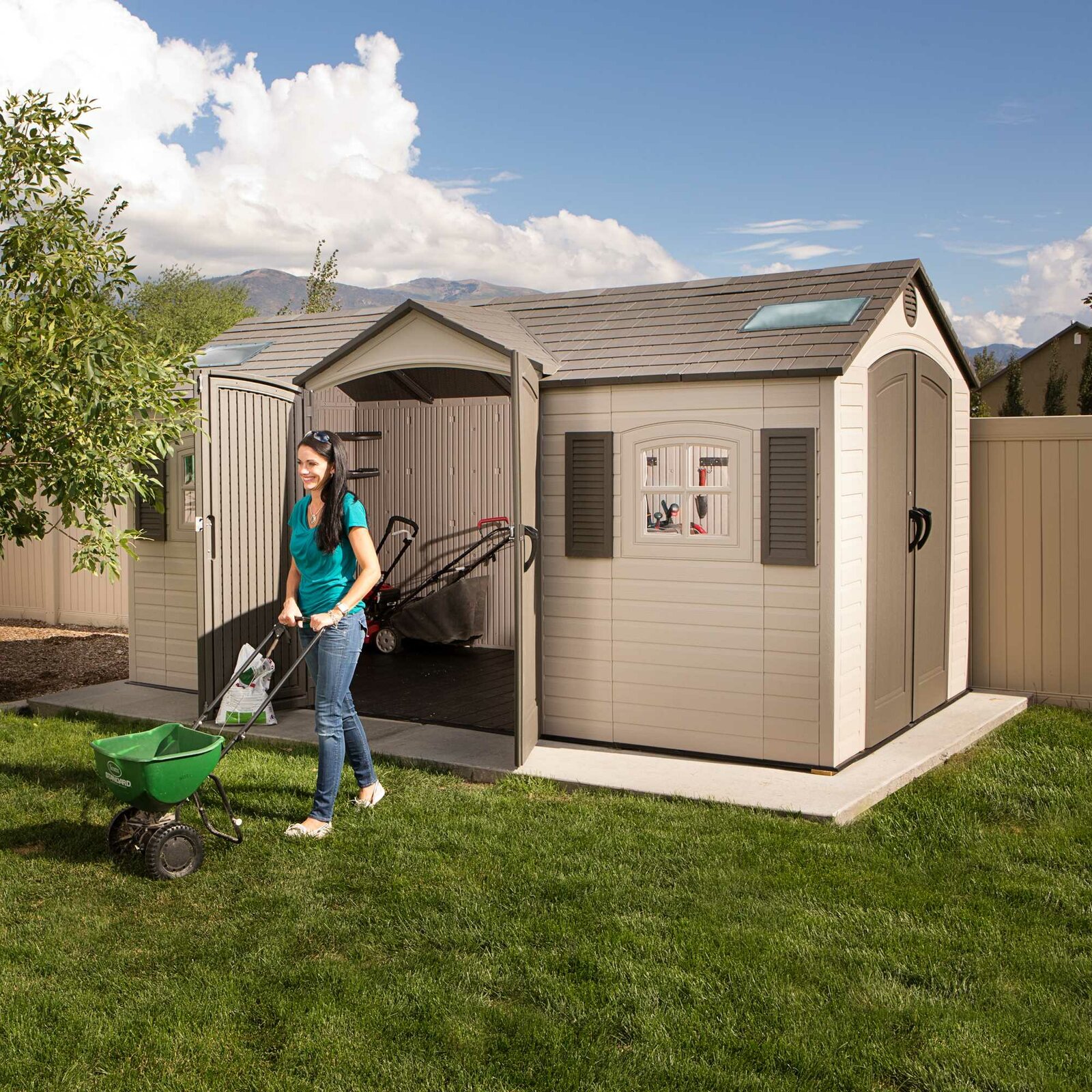 Dual Entry 15 ft. W x 8 ft. D Plastic Storage Shed