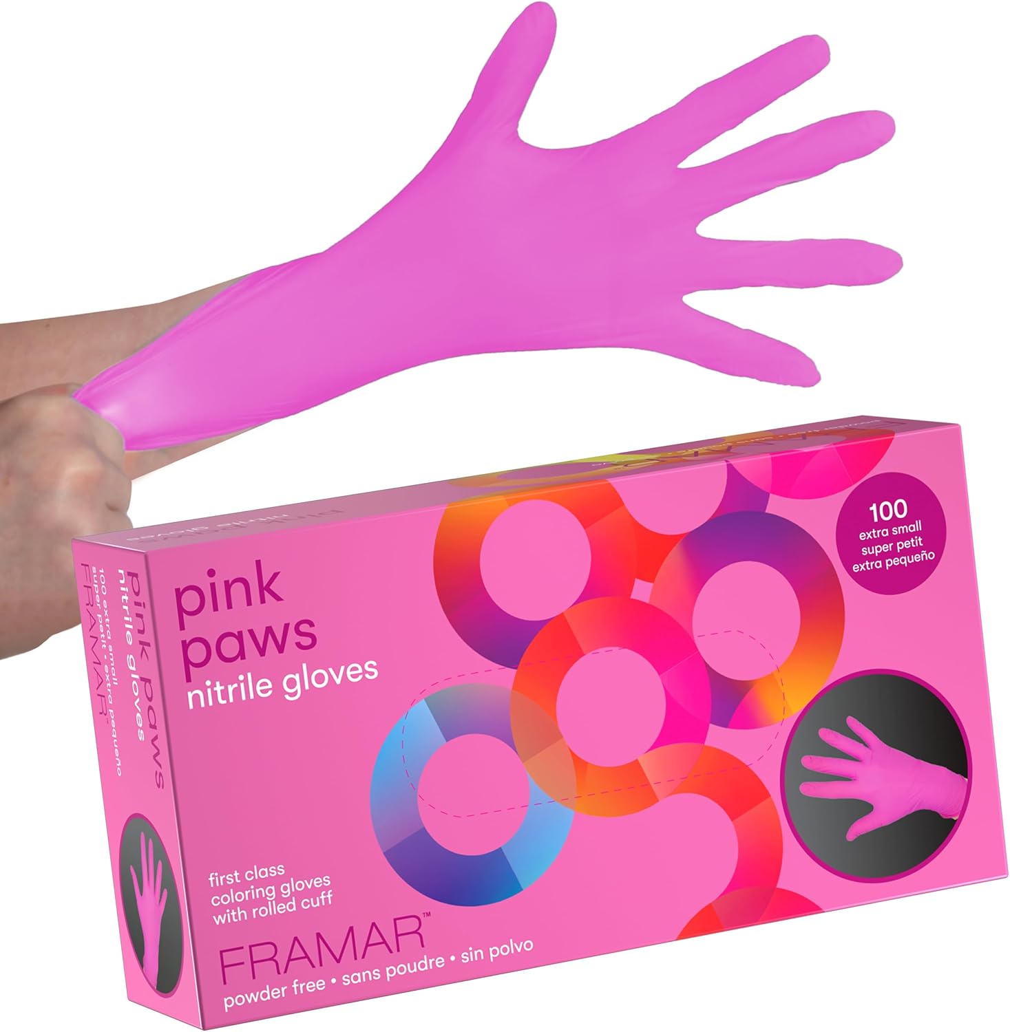 FRAMAR Pink Gloves Disposable Latex Free – Pink Nitrile Gloves Medium, Latex Free Gloves Medium, Plastic Gloves Disposable, Guantes de Nitrilo, Cleaning Gloves Medium, Non Latex Gloves