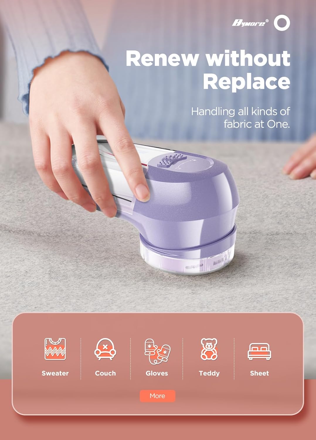 Bymore Fabric Shaver, Lint Remover, Lint Shaver Defuzzer Sweater Shaver for Clothes and Furniture AC Adapter or Battery Operated Pill Fuzz Remover