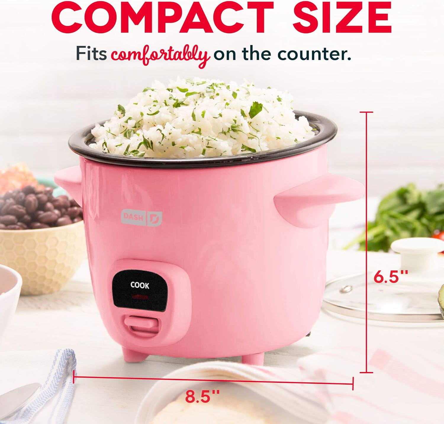 DASH Mini Rice Cooker Steamer with Removable Nonstick Pot, Keep Warm Function & Recipe Guide, .5 Quart, for Soups, Stews, Grains & Oatmeal - Aqua