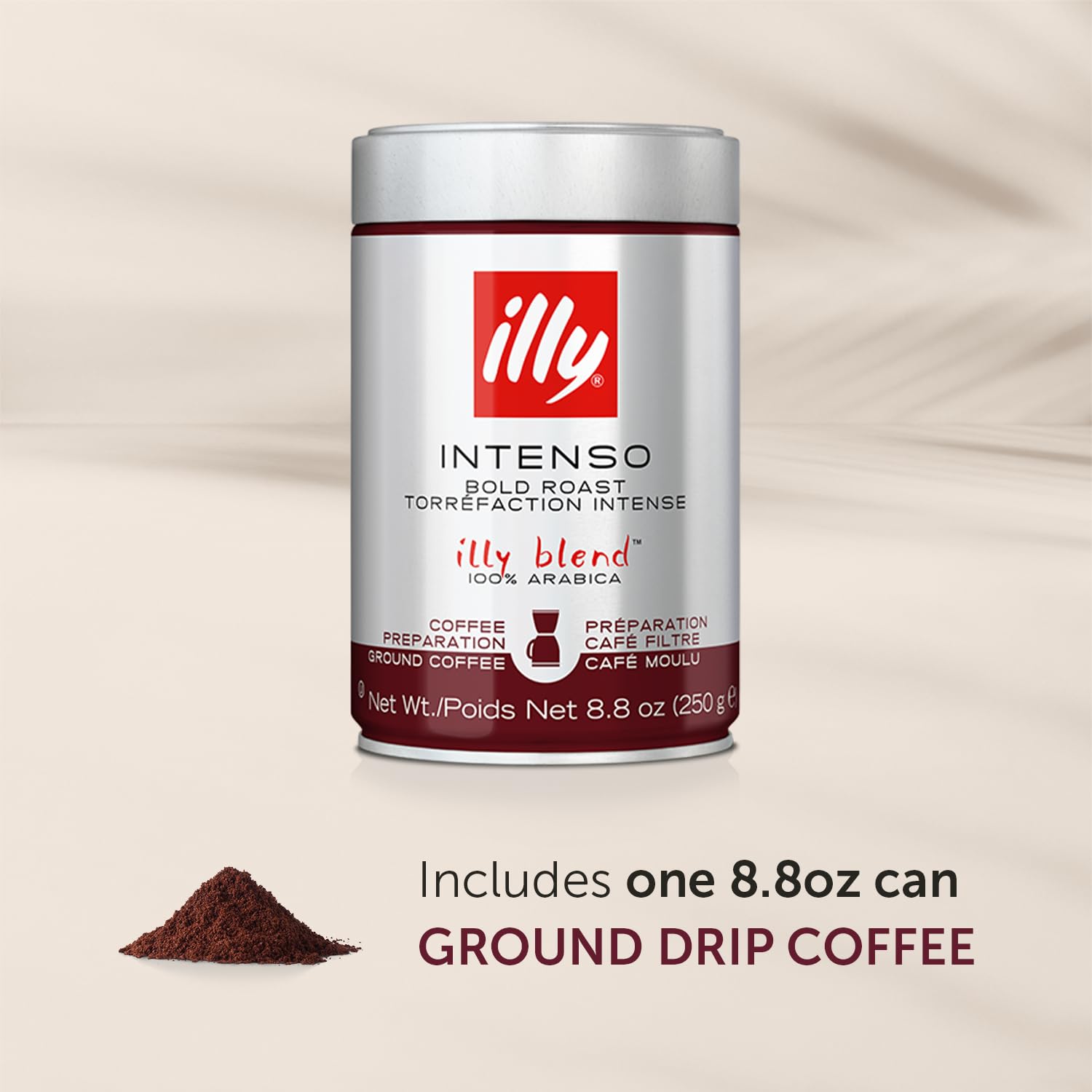illy Classico Espresso Ground Coffee, Medium Roast, Classic Roast with Notes of Chocolate & Caramel, 100% Arabica Coffee, All-Natural, No Preservatives, 8.8 oz, Ground for Espresso Machines
