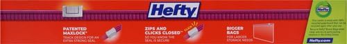 Hefty Slider Jumbo Storage Bags, 2.5 Gallon Size, 12 Count